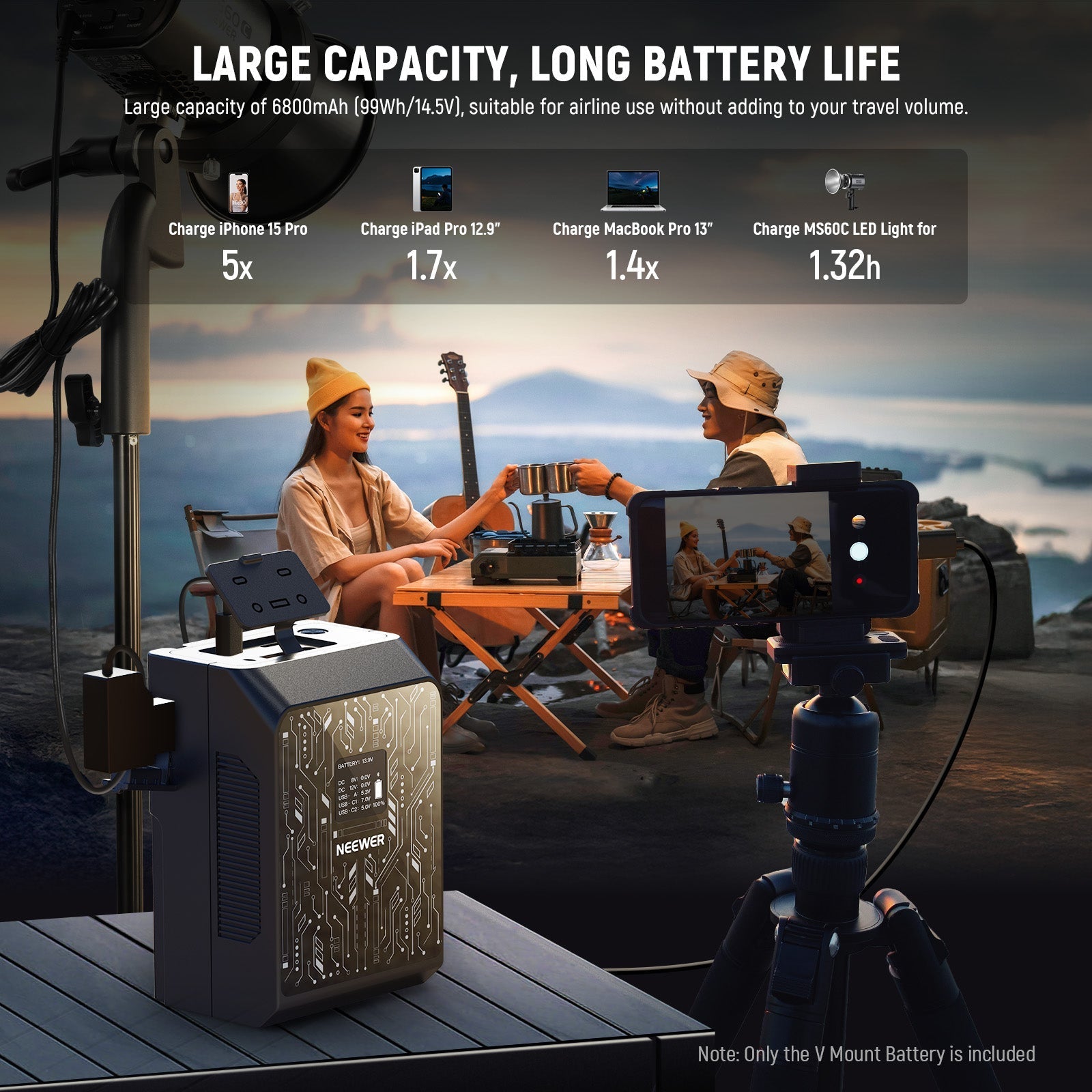 NEEWER V Mount Battery PS099S 6800mAh 99Wh APP Control