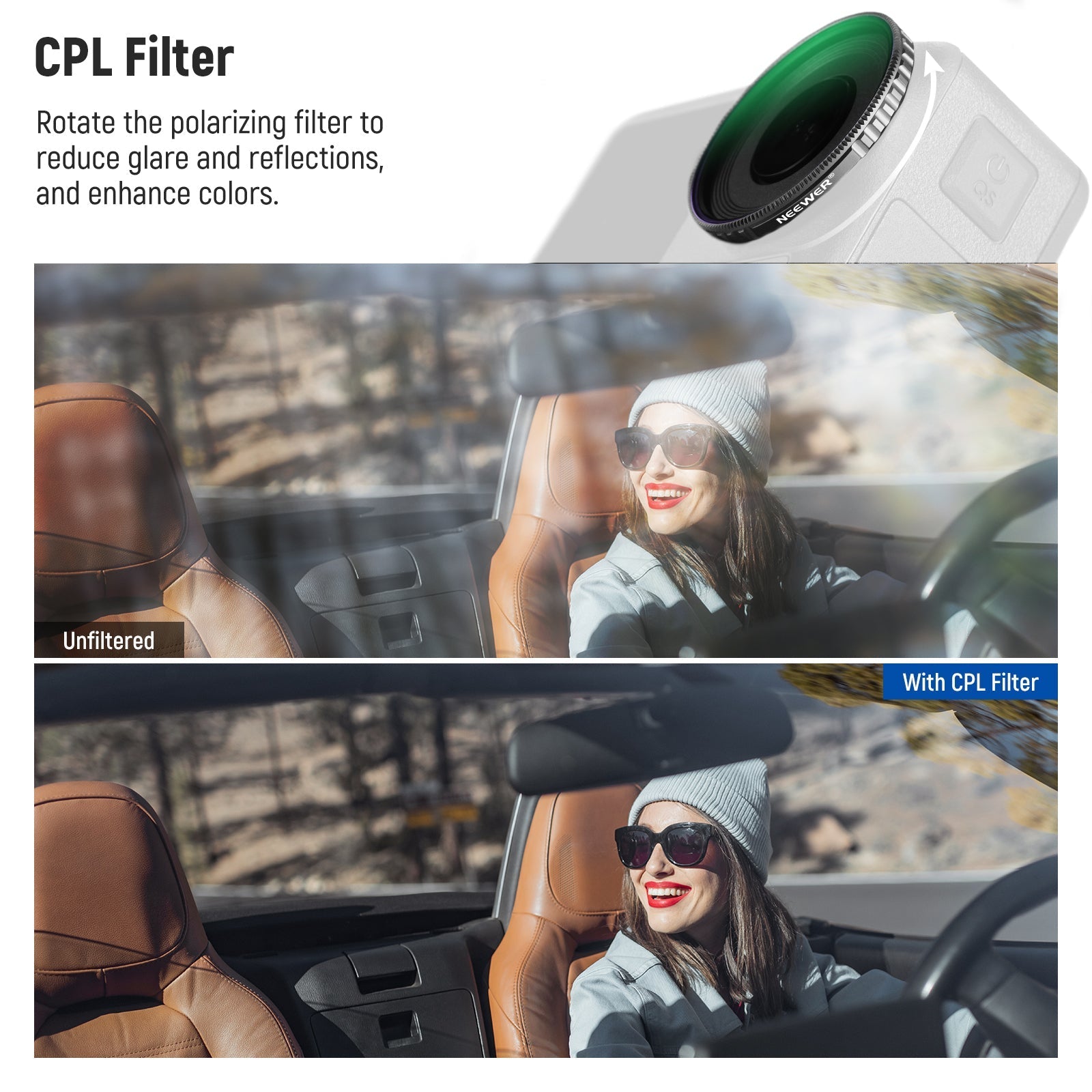 NEEWER 4 Pack ND Filter Set Compatible with DJI Osmo Action 4