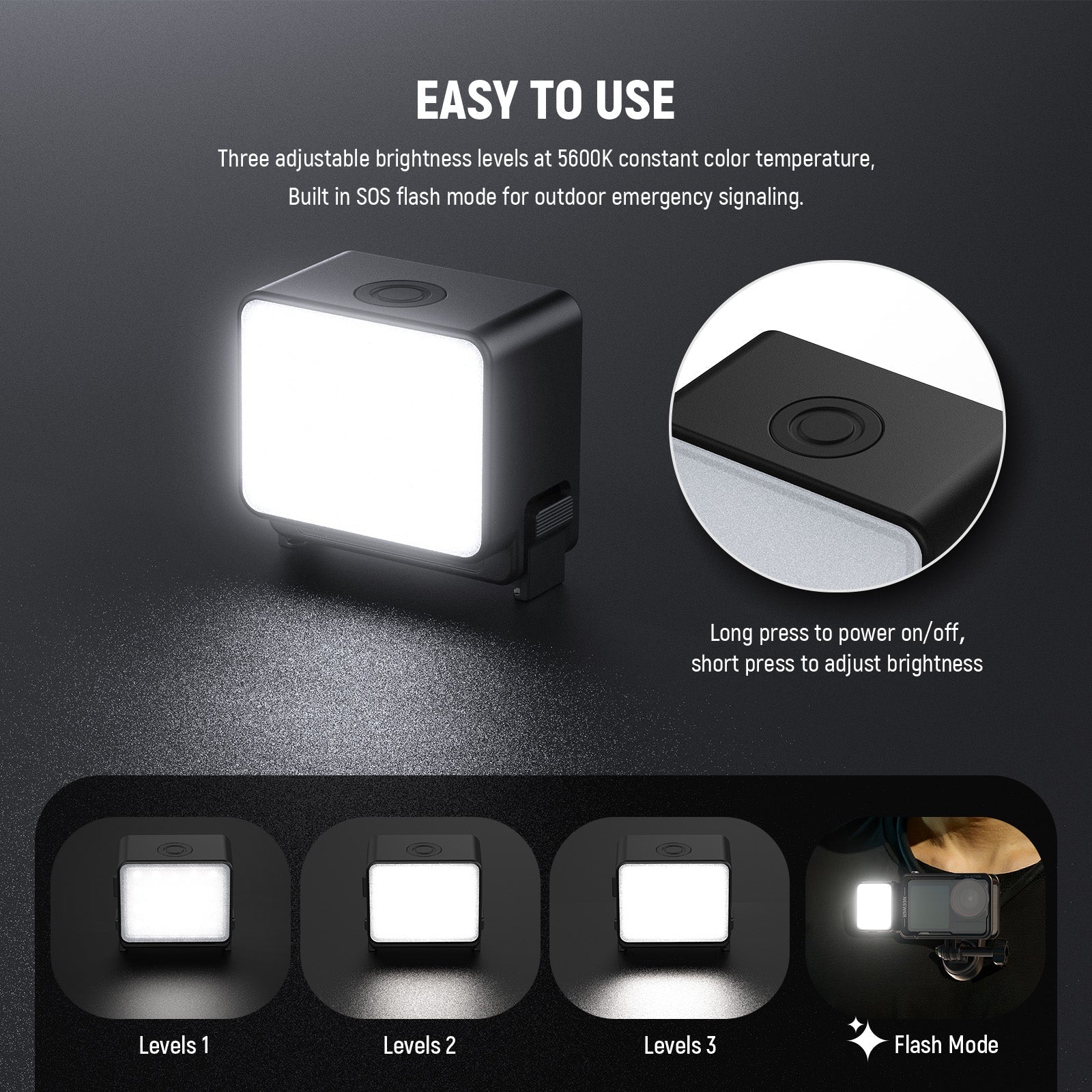 NEEWER BASICS M20 Magnetic Mini Light for DJI OSMO Action 3/4/5 PRO