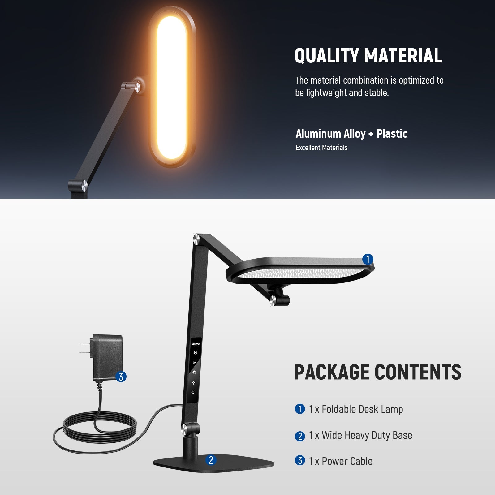 NEEWER BASICS FR16 16W LED Foldable Desk Lamp