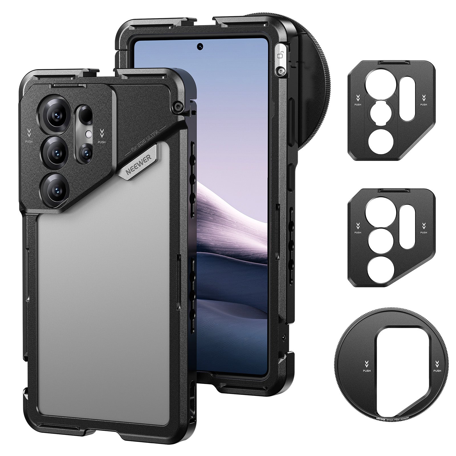 NEEWER PA082 Phone Cage For SAMSUNG S25 Ultra with 67mm Filter/17mm/T Mount Adapters