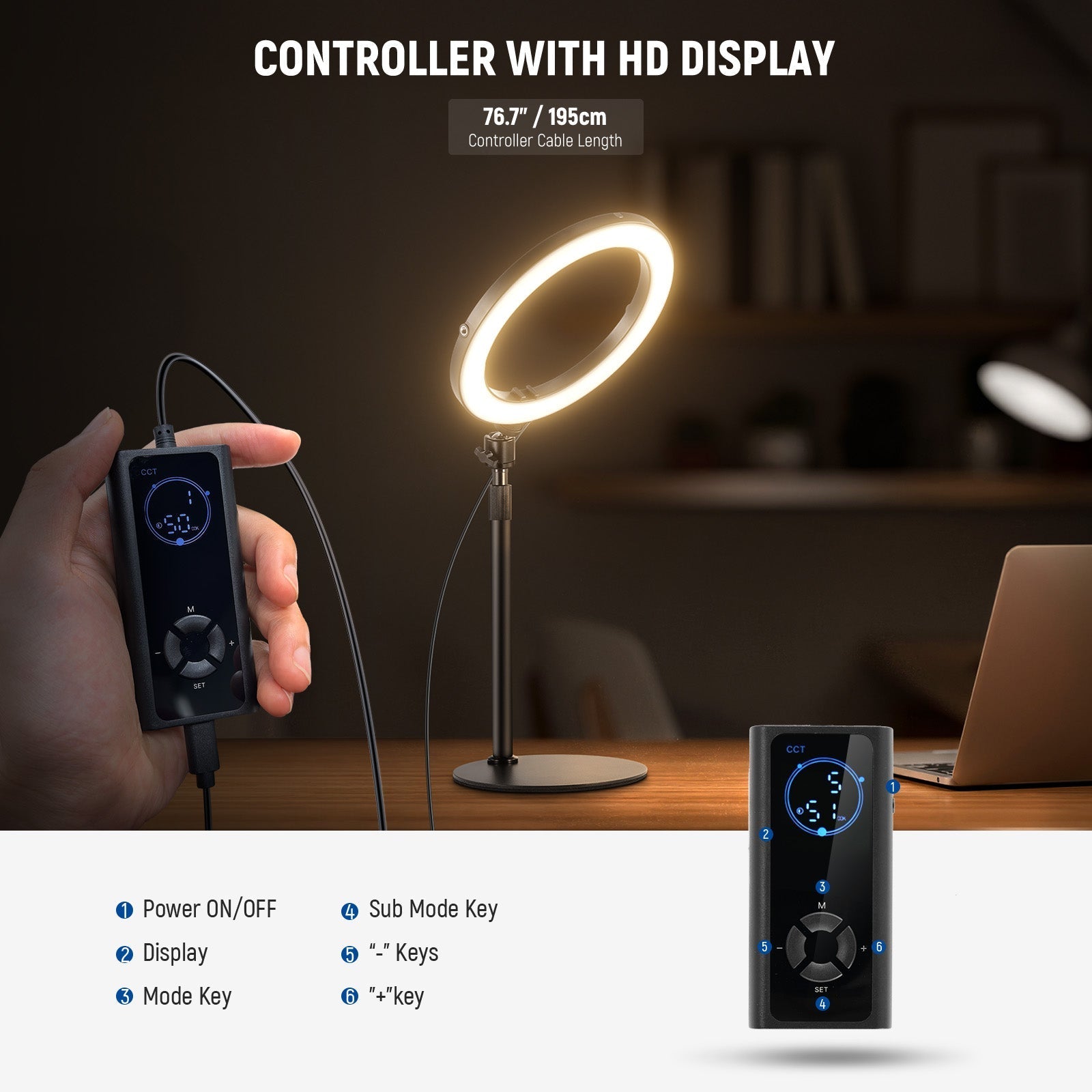 NEEWER High Power Bi-Color Desk Ring Light