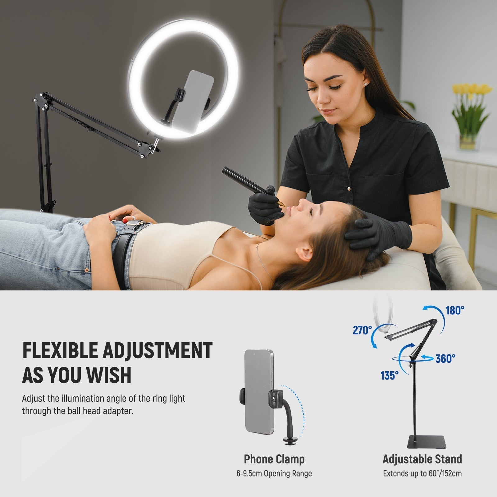 NEEWER RH12B 12" 24W High Power LED Ring Light with Foldable Stand