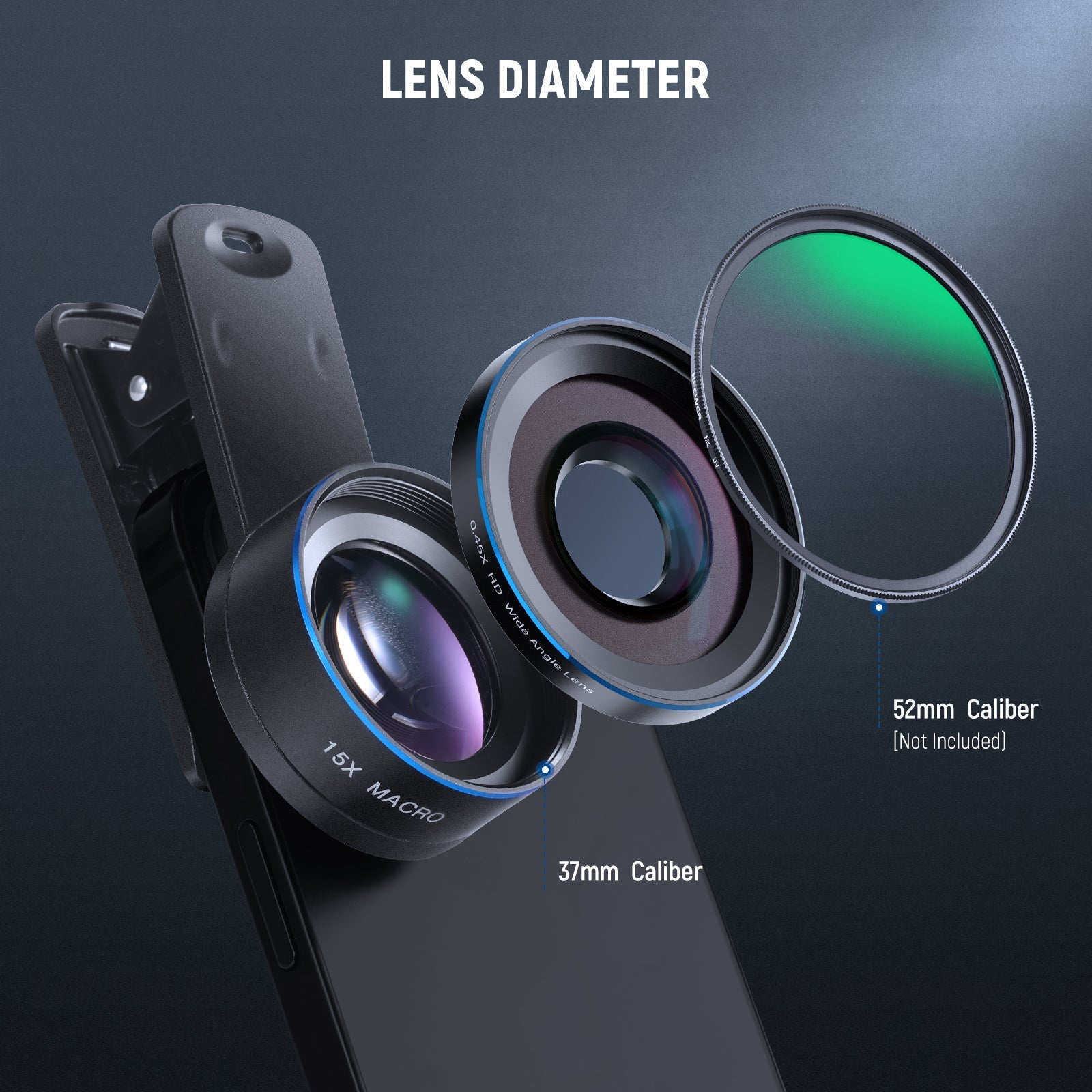 NEEWER BASICS LS-67 2 In 1 0.45x Wide Angle + 15x Macro Phone Lens Kit