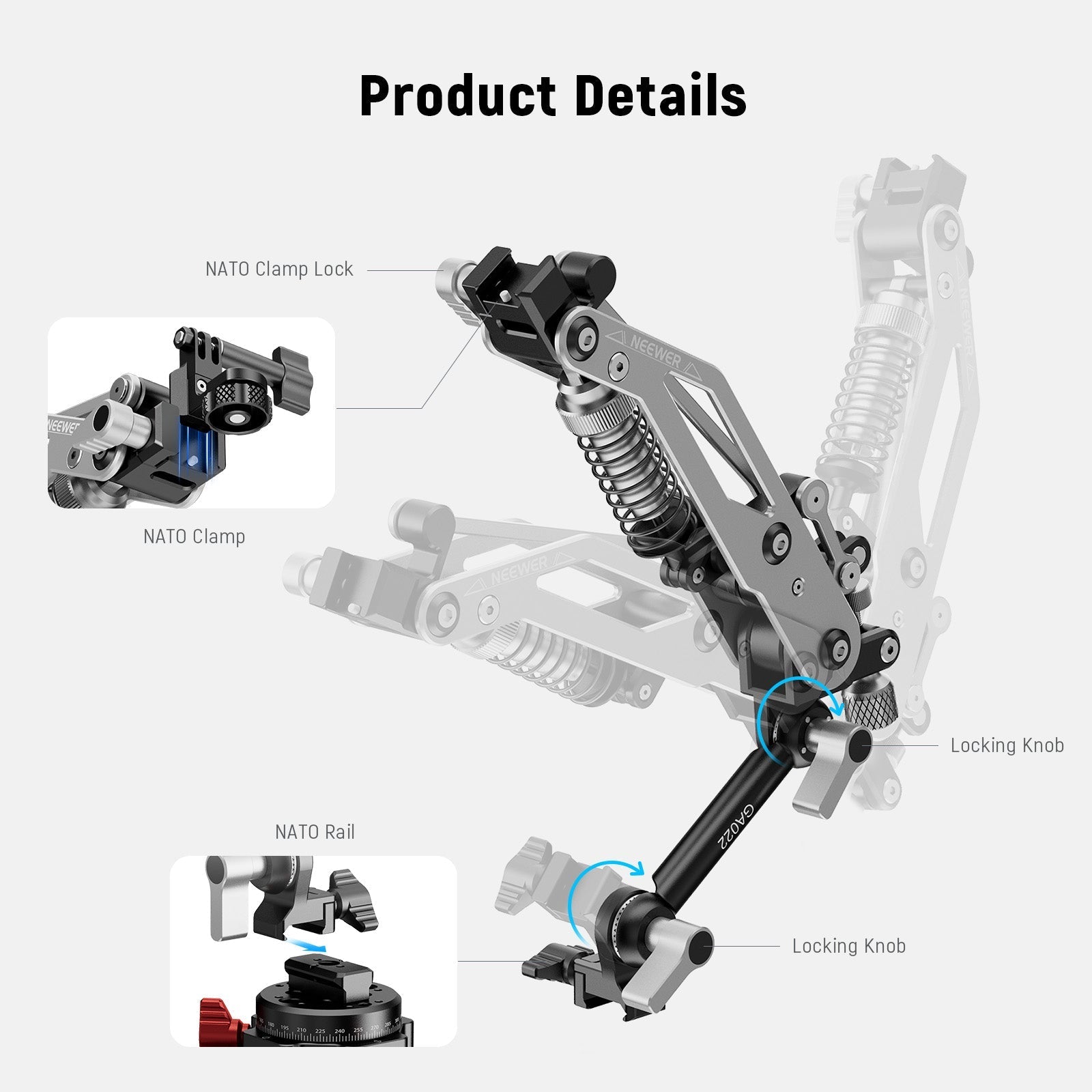 NEEWER GA022 Hydraulic Boom Arm Suction Cup