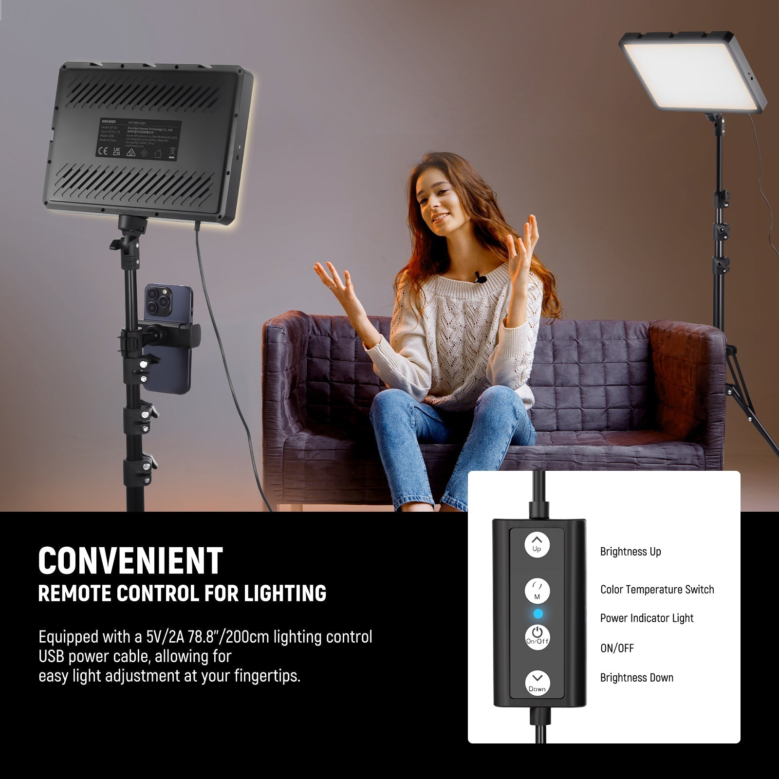 NEEWER BASICS BP300 Bi-Color LED Video Light Kit