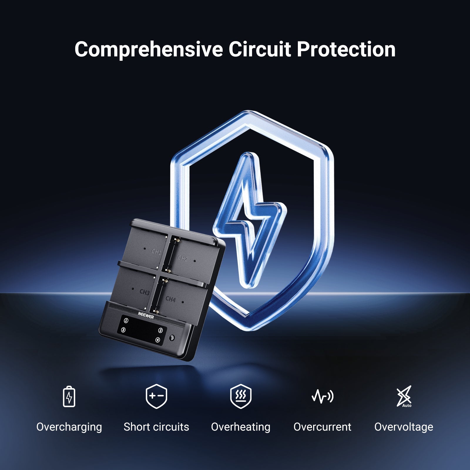 NEEWER NW-F4R 4 Channel Charger for NP-F Series Batteries