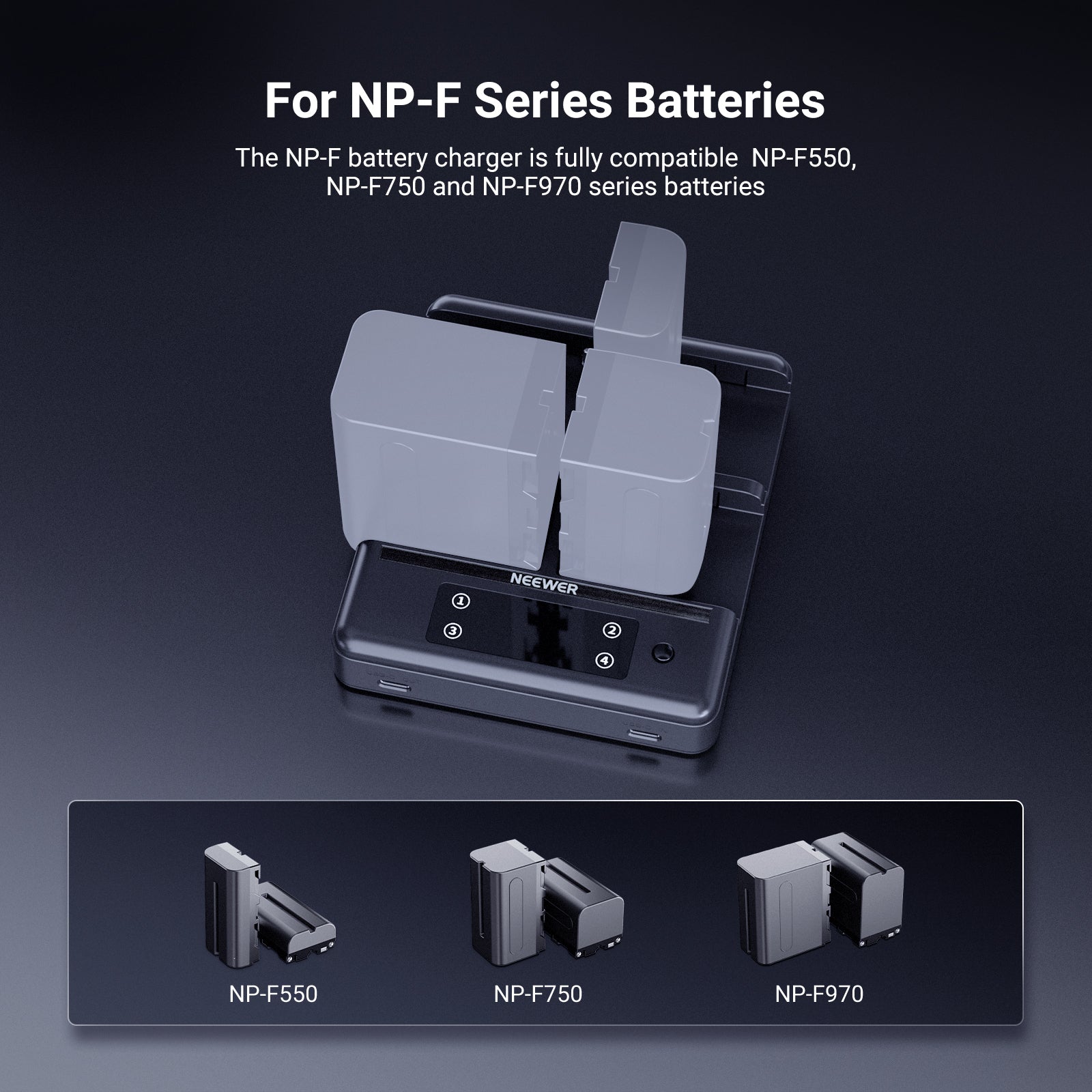 NEEWER NW-F4R 4 Channel Charger for NP-F Series Batteries