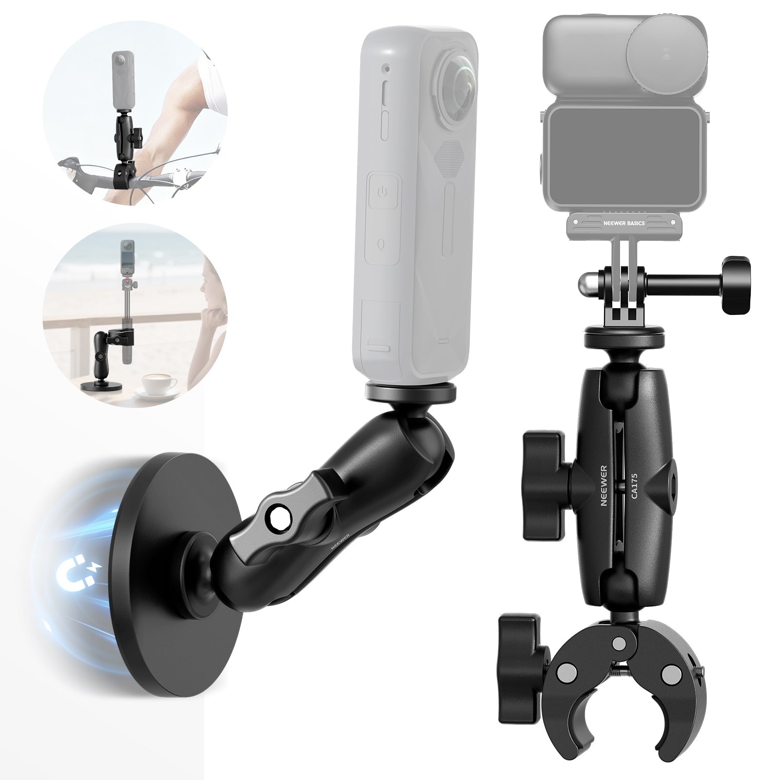 NEEWER CA175 Motorcycle Bicycle Handlebar Car Mount Action Camera Accessories Kit