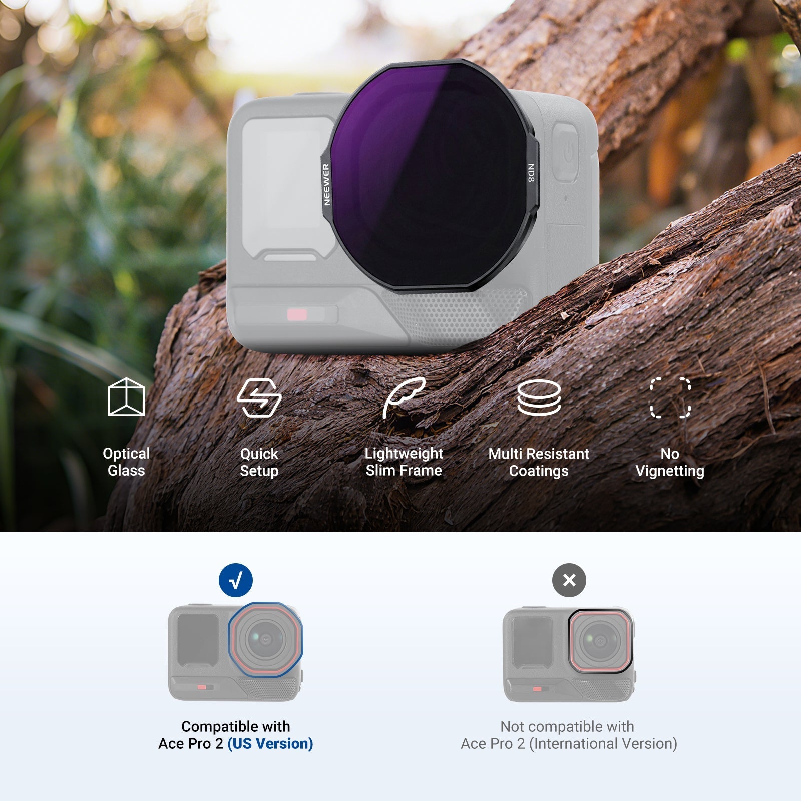 NEEWER Filter Set Compatible with Insta360 Ace Pro 2