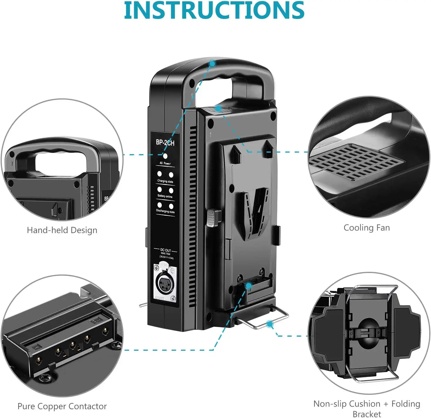 NEEWER NW-BP-2CH Dual Channel V-Mount/V Lock Battery Charger