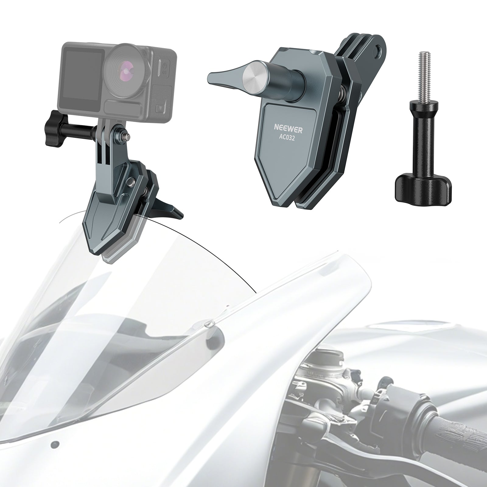 NEEWER AC032 Motorcycle Windshield Mount For Action Camera