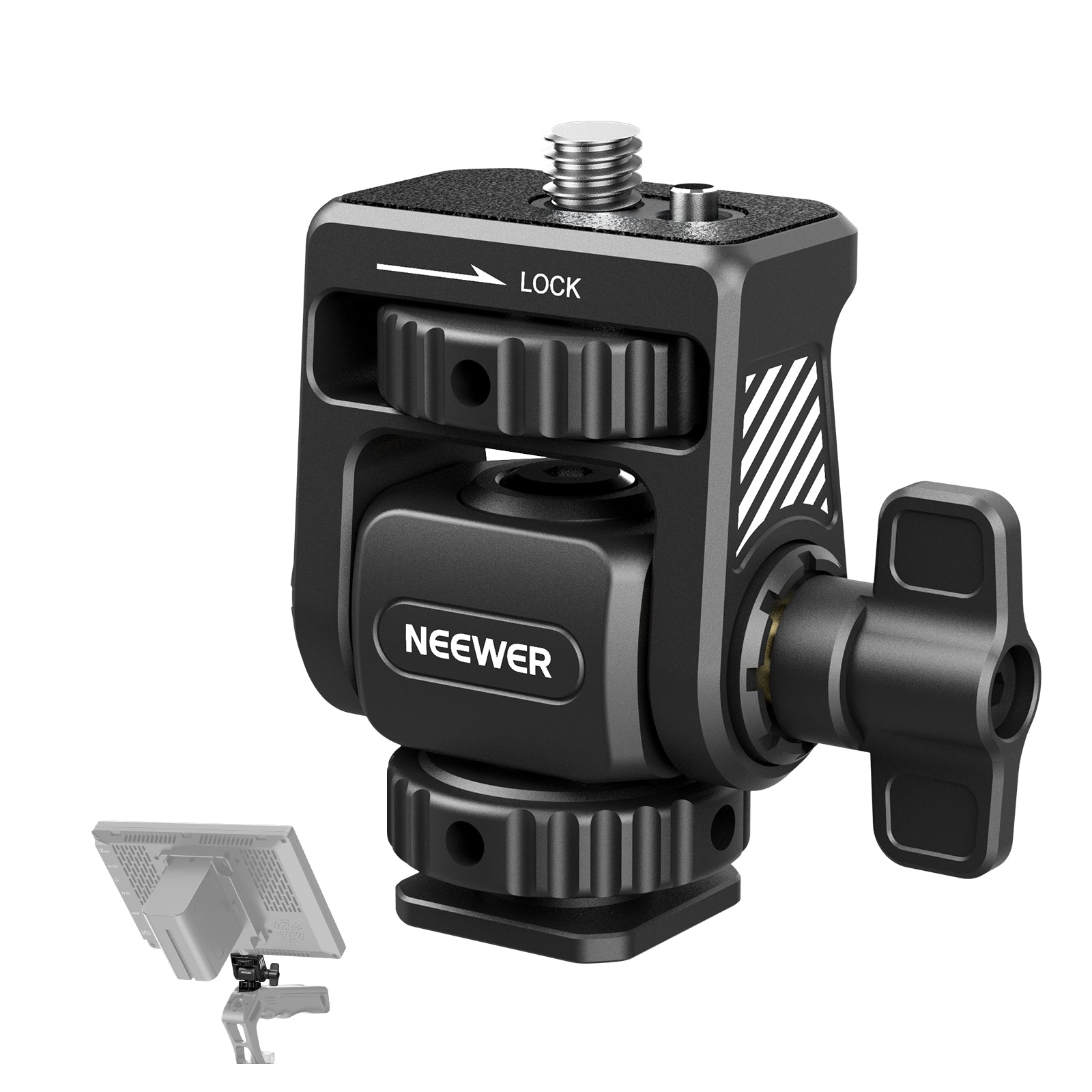 NEEWER MA019 Camera Monitor Mount with Cold Shoe 360° Swivel 180° Tilt