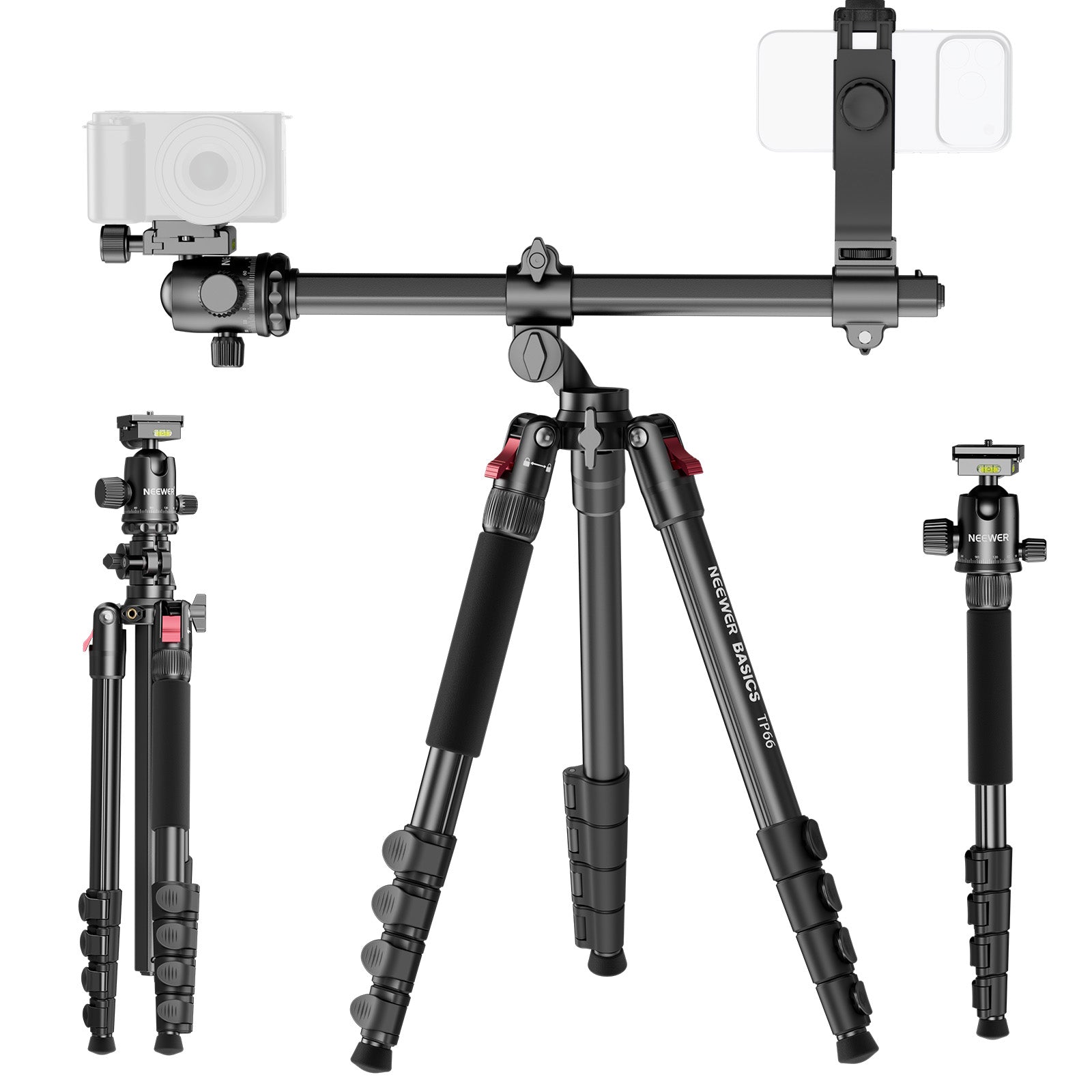 NEEWER BASICS TP66 64.5"/164cm Horizontal Overhead Tripod