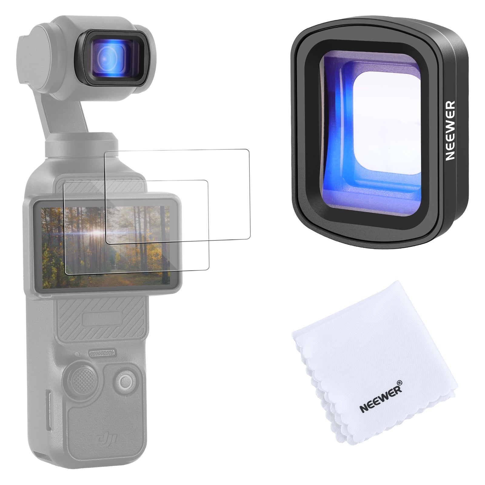 NEEWER FL-C56 1.2X Blue Anamorphic Lens For DJI Osmo Pocket 3 / Pocket 4 & Xtra Muse