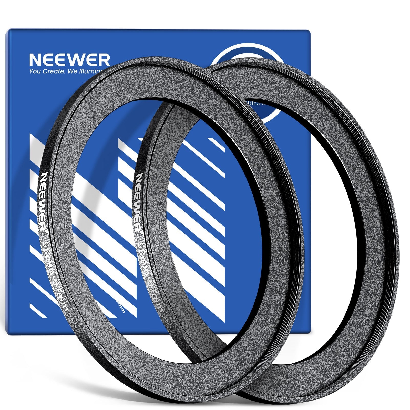 NEEWER 2 Pack Ultra Slim Aluminum Alloy Step Up Ring Adapter