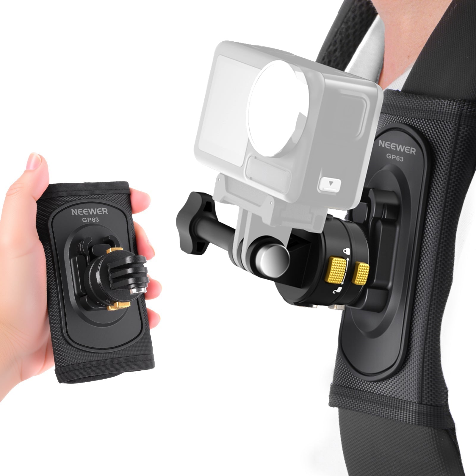 NEEWER GP63 Backpack Shoulder Chest Strap Mount For Action Cameras