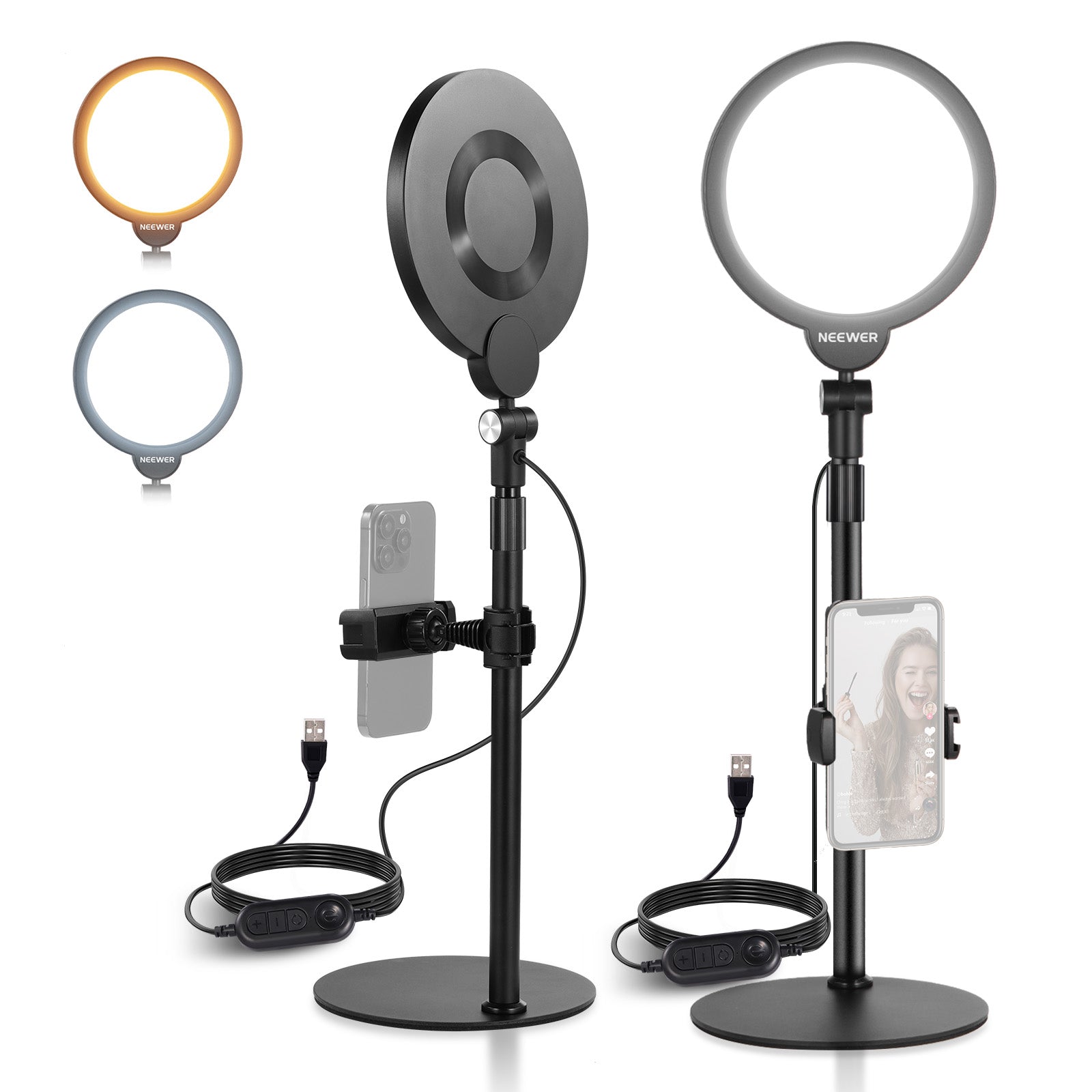 NEEWER BASICS R06 7" Desktop Phone Selfie Round LED Light Kit