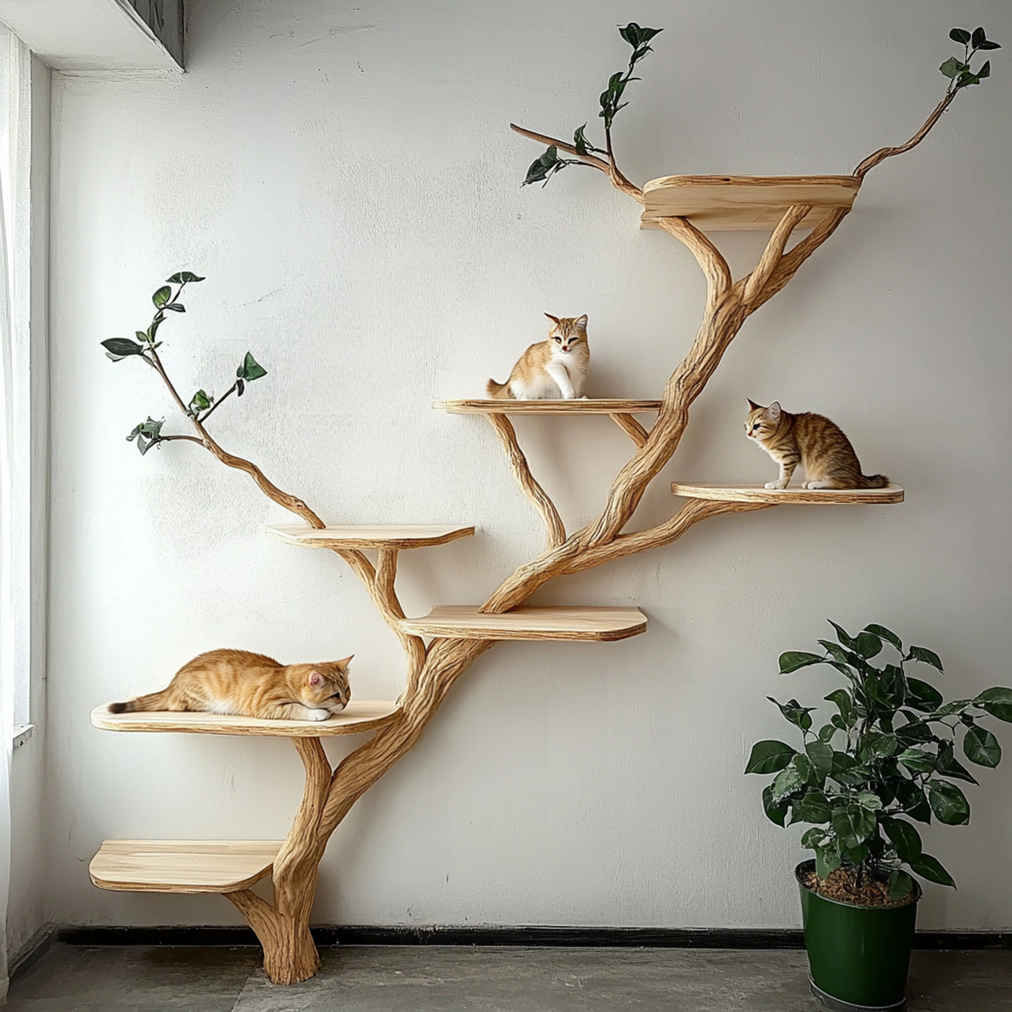Wood Cat Tree Cat Tower House Stylish Gift For Cat