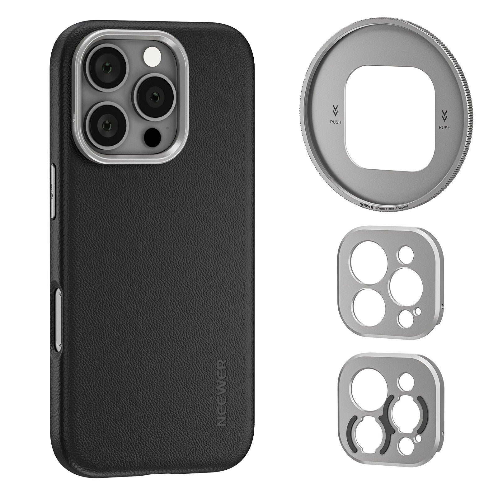 NEEWER PA083P/PA084P Black Case with 3 Backplates for iPhone 16 Pro/Pro Max