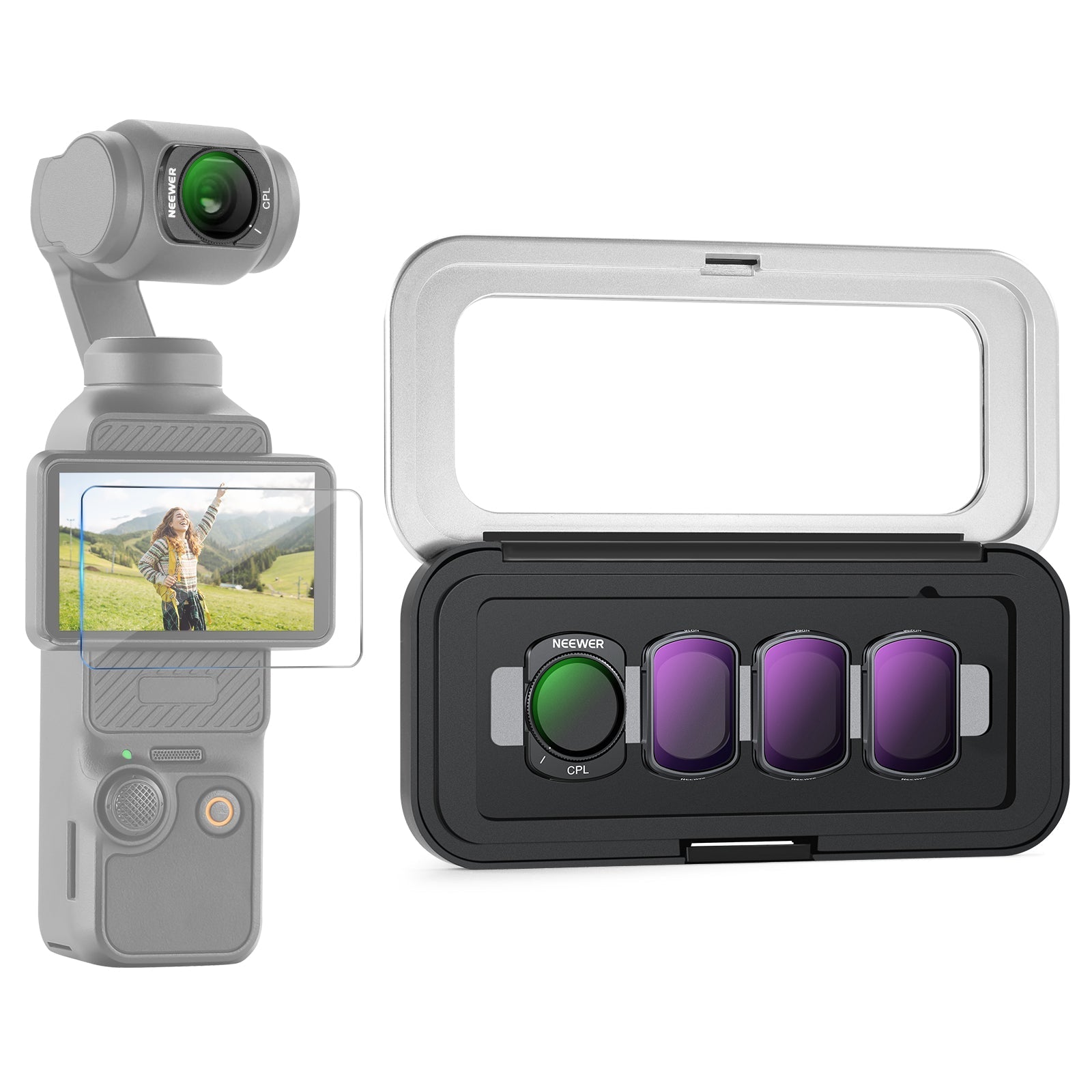 NEEWER Variable ND Filter Compatible with DJI Osmo Pocket 3 / Pocket 4 & Xtra Muse