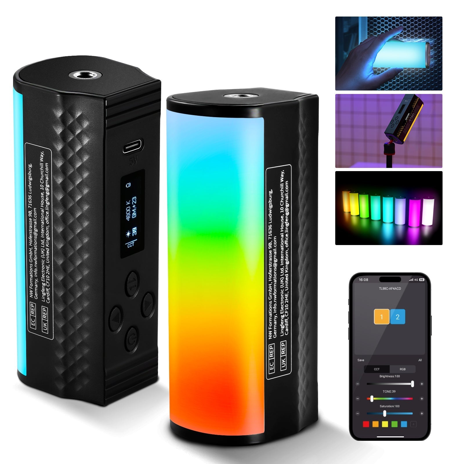 NEEWER TL98C Magnetic Handheld Light Wand with APP/DMX Control