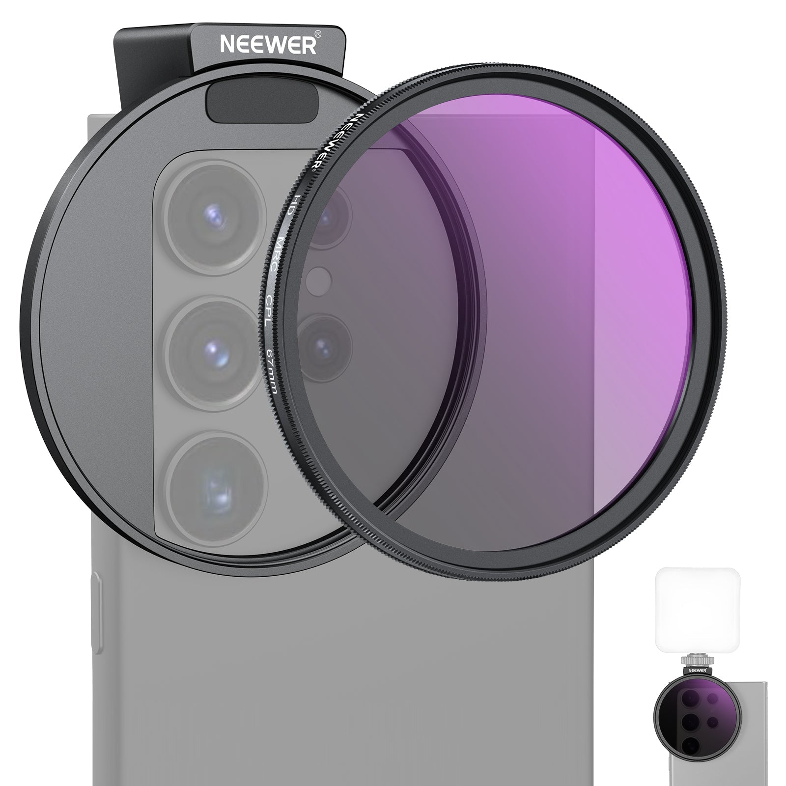 NEEWER FL-78 67mm HD CPL Filter & Cold Shoe Phone Clip