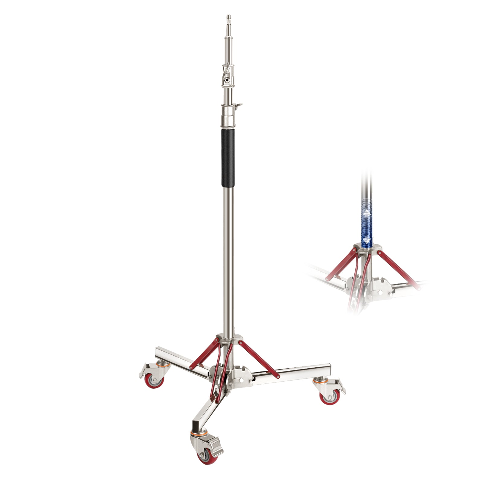 NEEWER BASICS SC305B 305cm Heavy Duty Stainless Steel Wheeled Light Stand