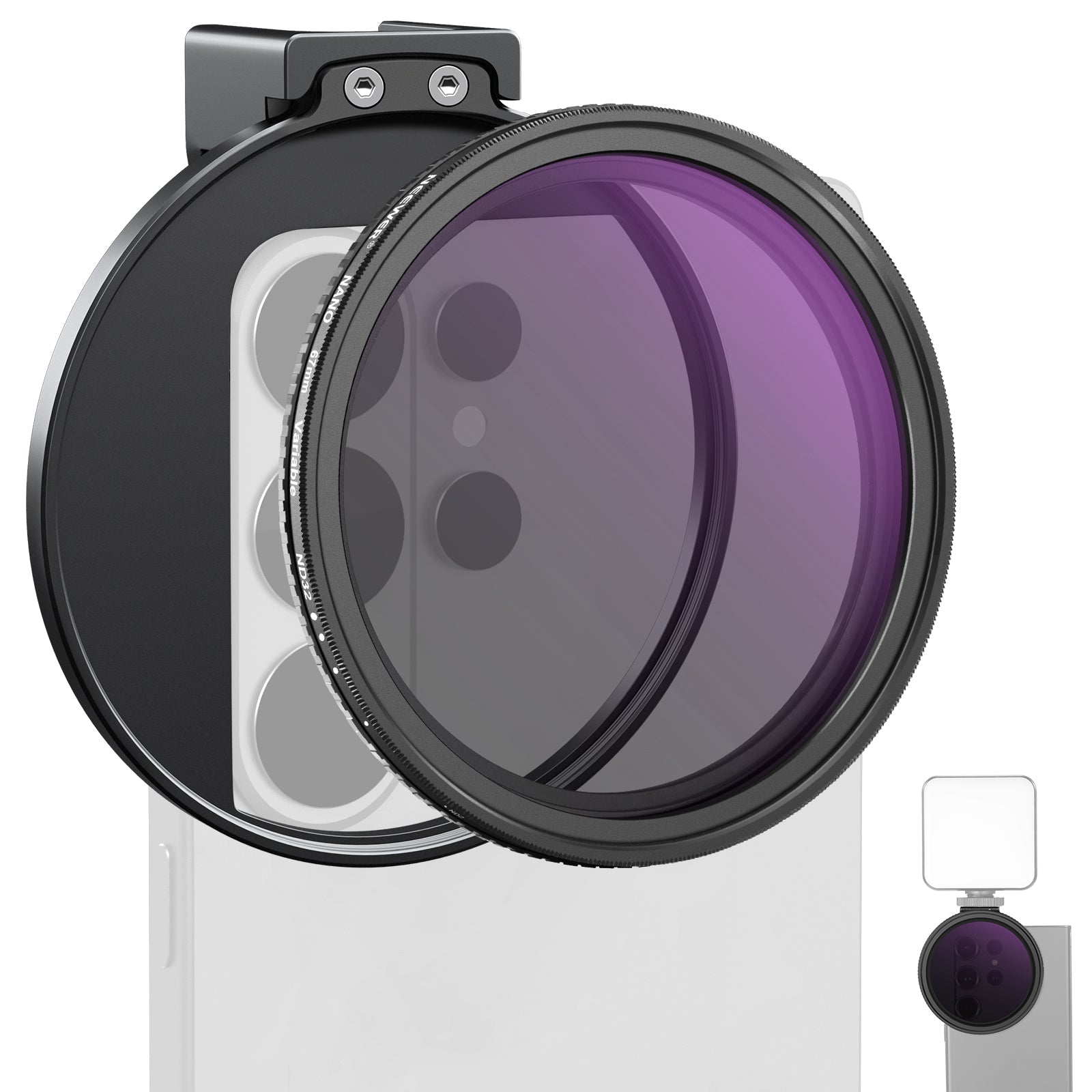 NEEWER 67mm Variable ND Filter Phone Clip Set (Compatible with S26)