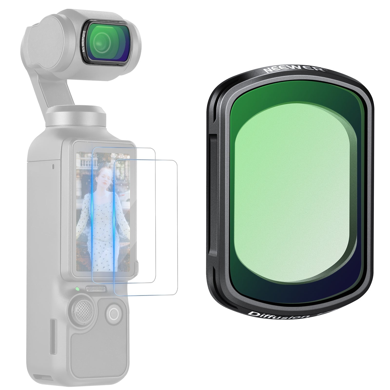 NEEWER FL-80 Magnetic Black Diffusion Filter for DJI Osmo Pocket 3 / Pocket 4 & Xtra Muse