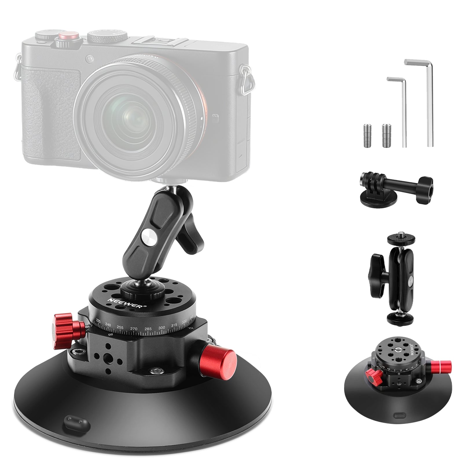 NEEWER CA013 6" Camera Suction Mount with Ball Head Magic Arm