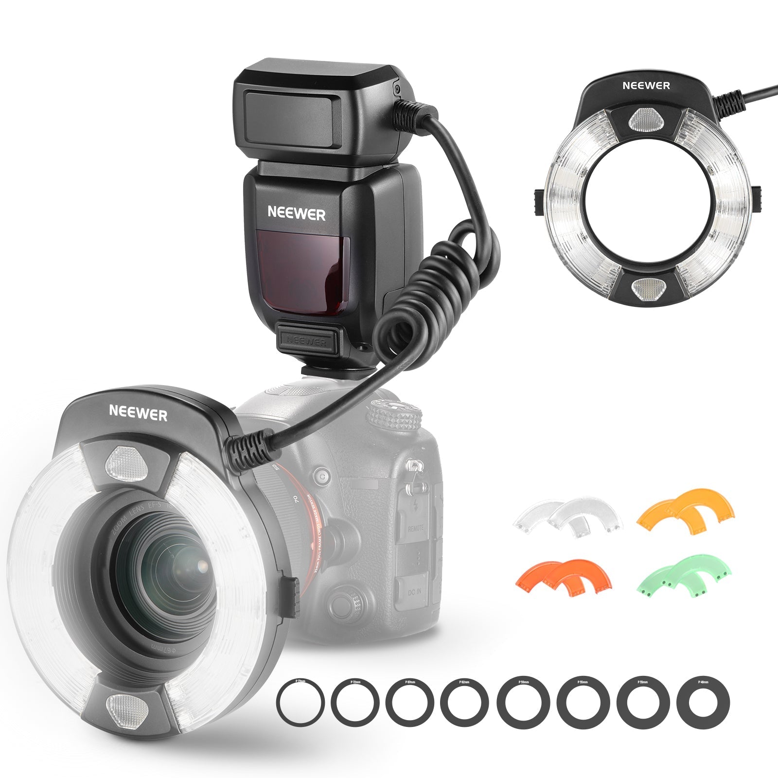NEEWER RF1-C/N/S 76Ws 5600K GN15 TTL Macro Ring Flash