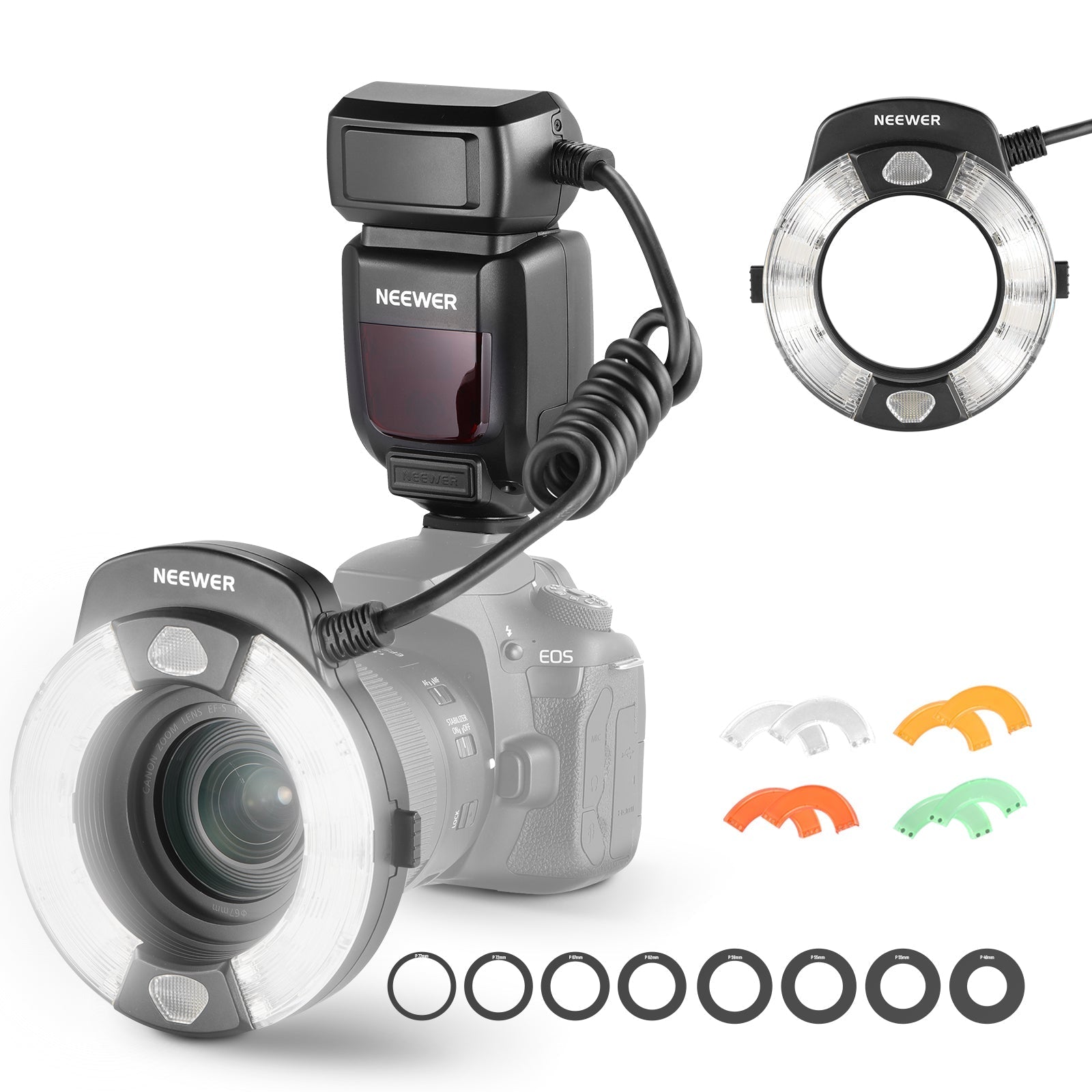 NEEWER RF1-C/N/S 76Ws 5600K GN15 TTL Macro Ring Flash