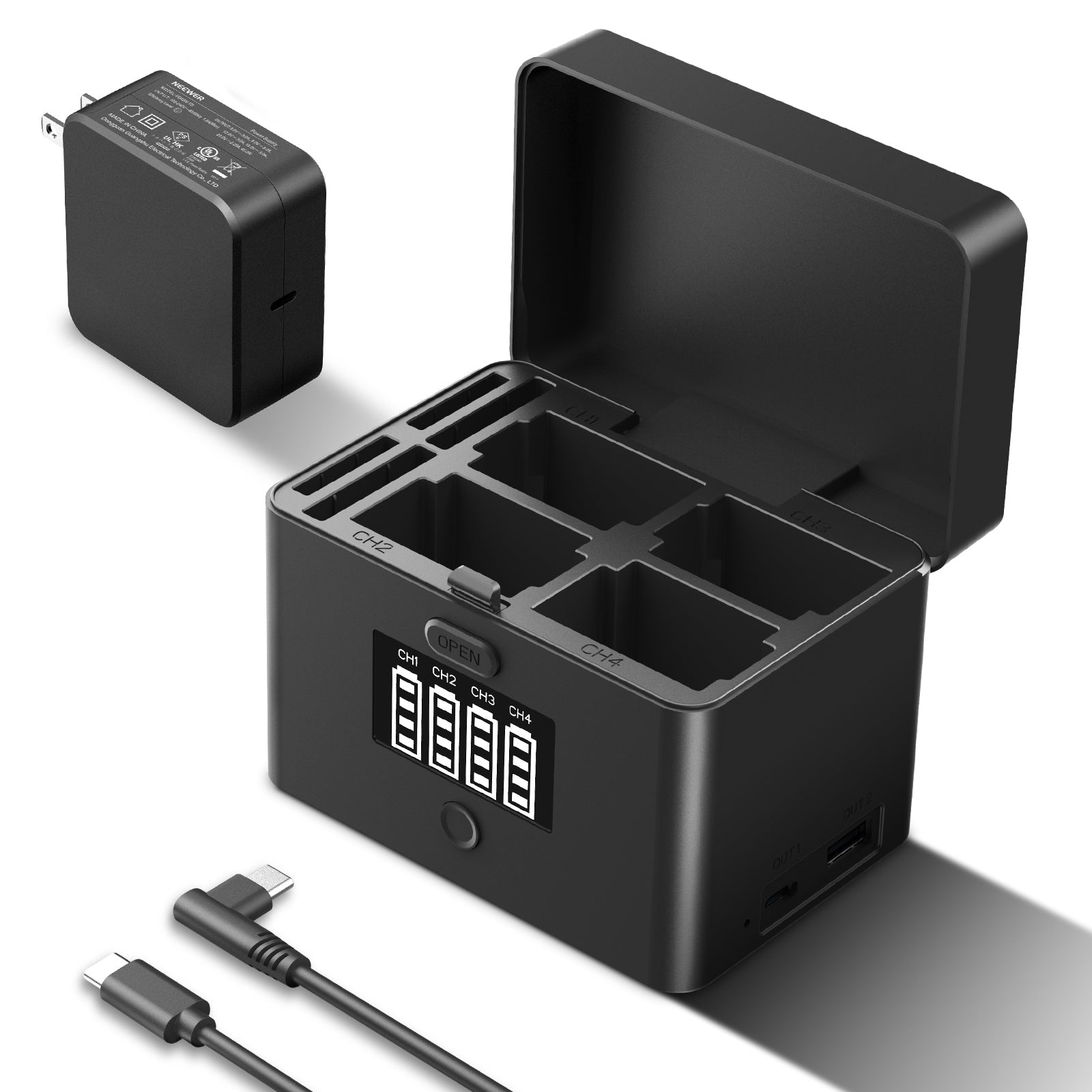 NEEWER NW-ZP4 2 in 1 Four Channel USB Charger for NP-FZ100 & LP-E6