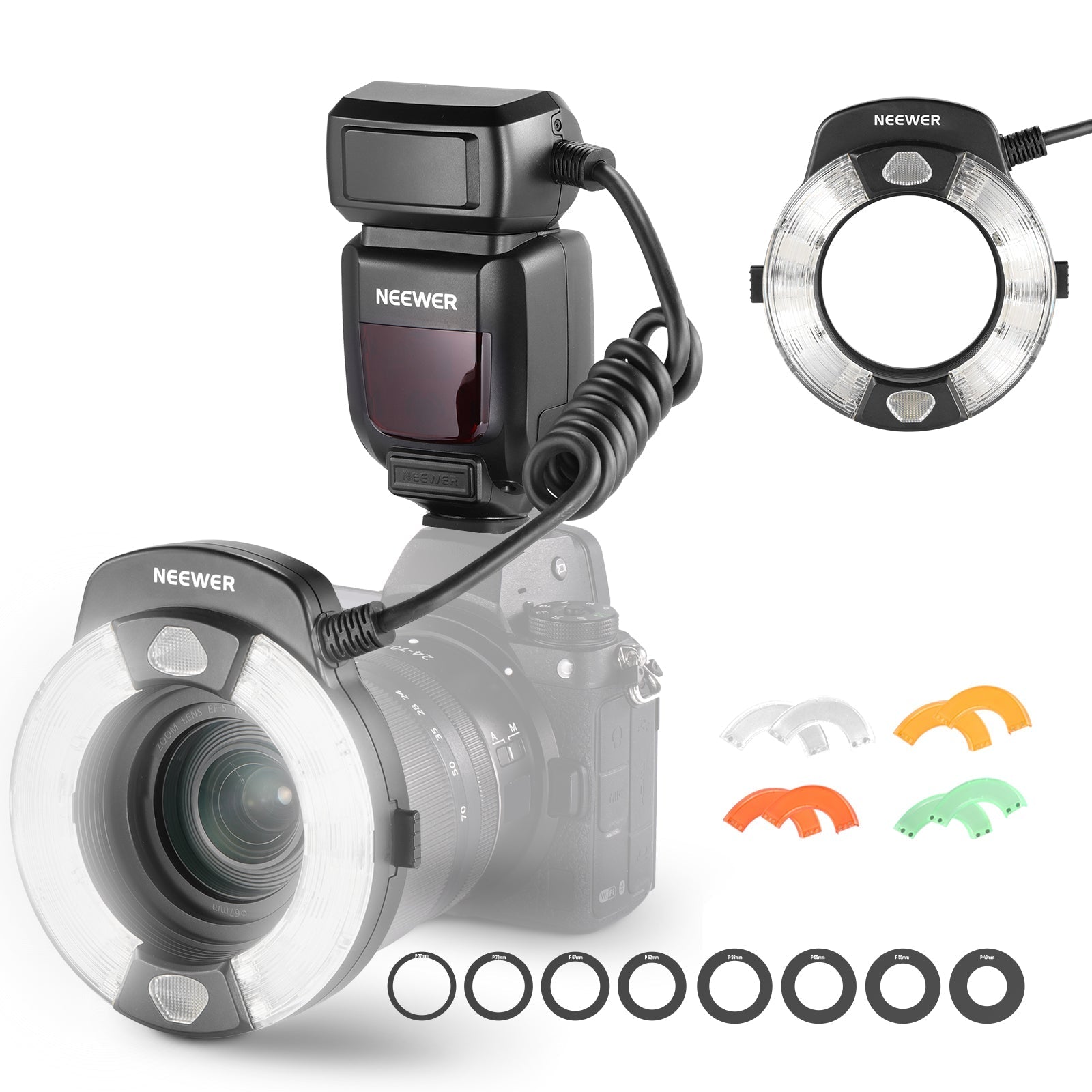 NEEWER RF1-C/N/S 76Ws 5600K GN15 TTL Macro Ring Flash