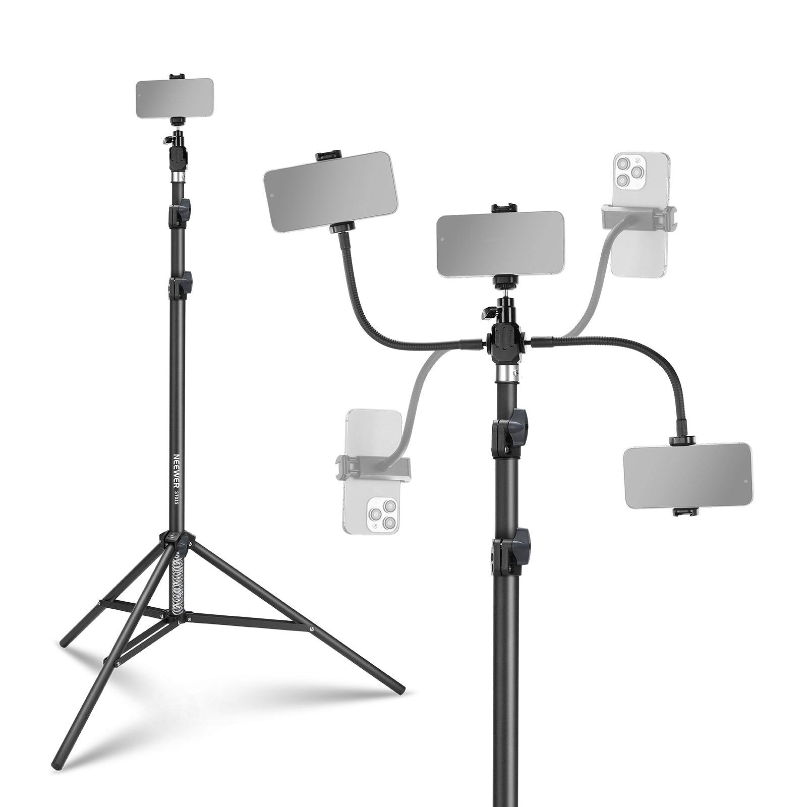 NEEWER BASICS ST015 Phone Tripod Stand with Dual Flexible Arms