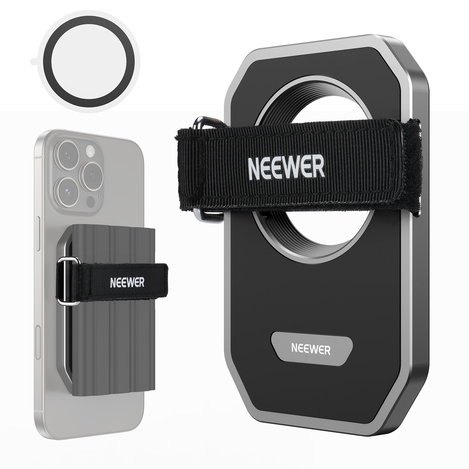 NEEWER PA040 Magnetic SSD Mount with Upgraded Touch Fastener For iPhone 15/16 Pro/Pro Max