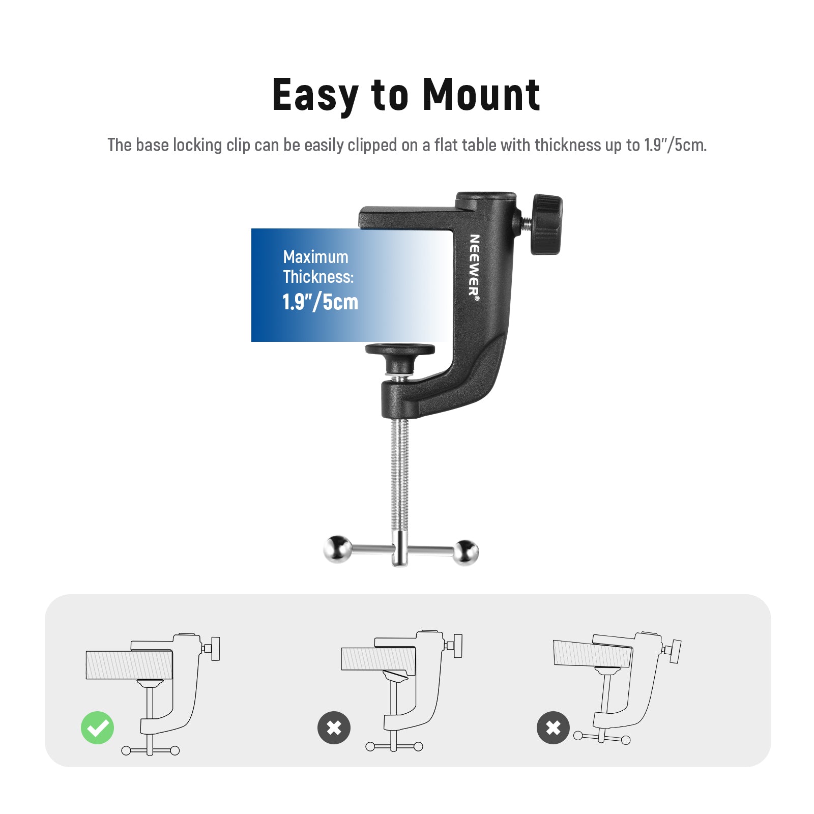 NEEWER Metal C ClampTable Mount