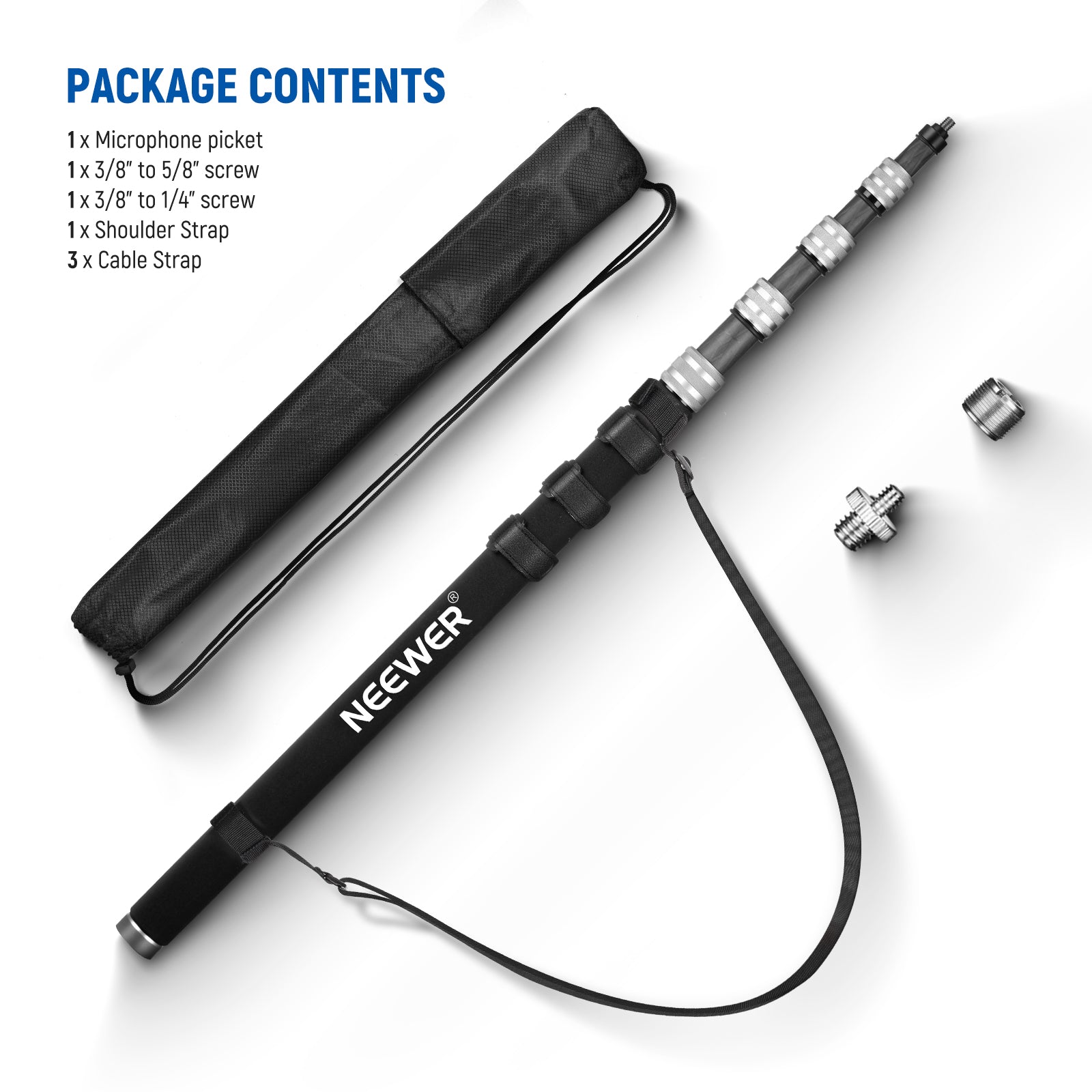 NEEWER Upgraded 9.8ft/300cm Carbon Fiber Microphone Boom Pole