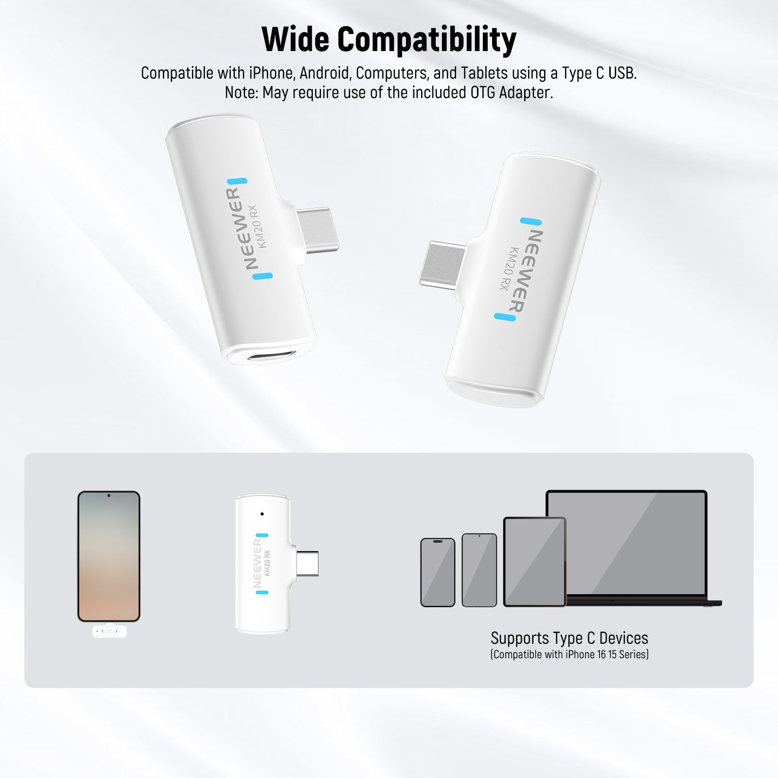 NEEWER KM20 Wireless Lapel Microphone Set for Type C