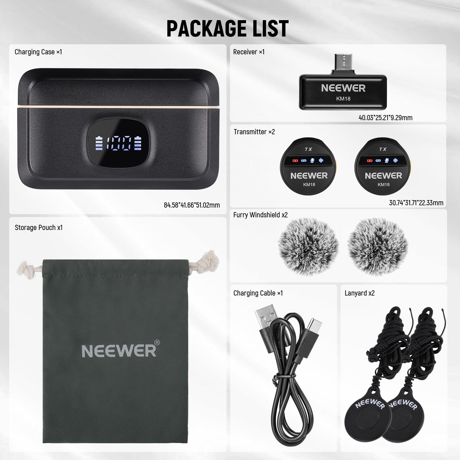 NEEWER KM18 Wireless Button Lavalier Microphone for USB C Phone PC