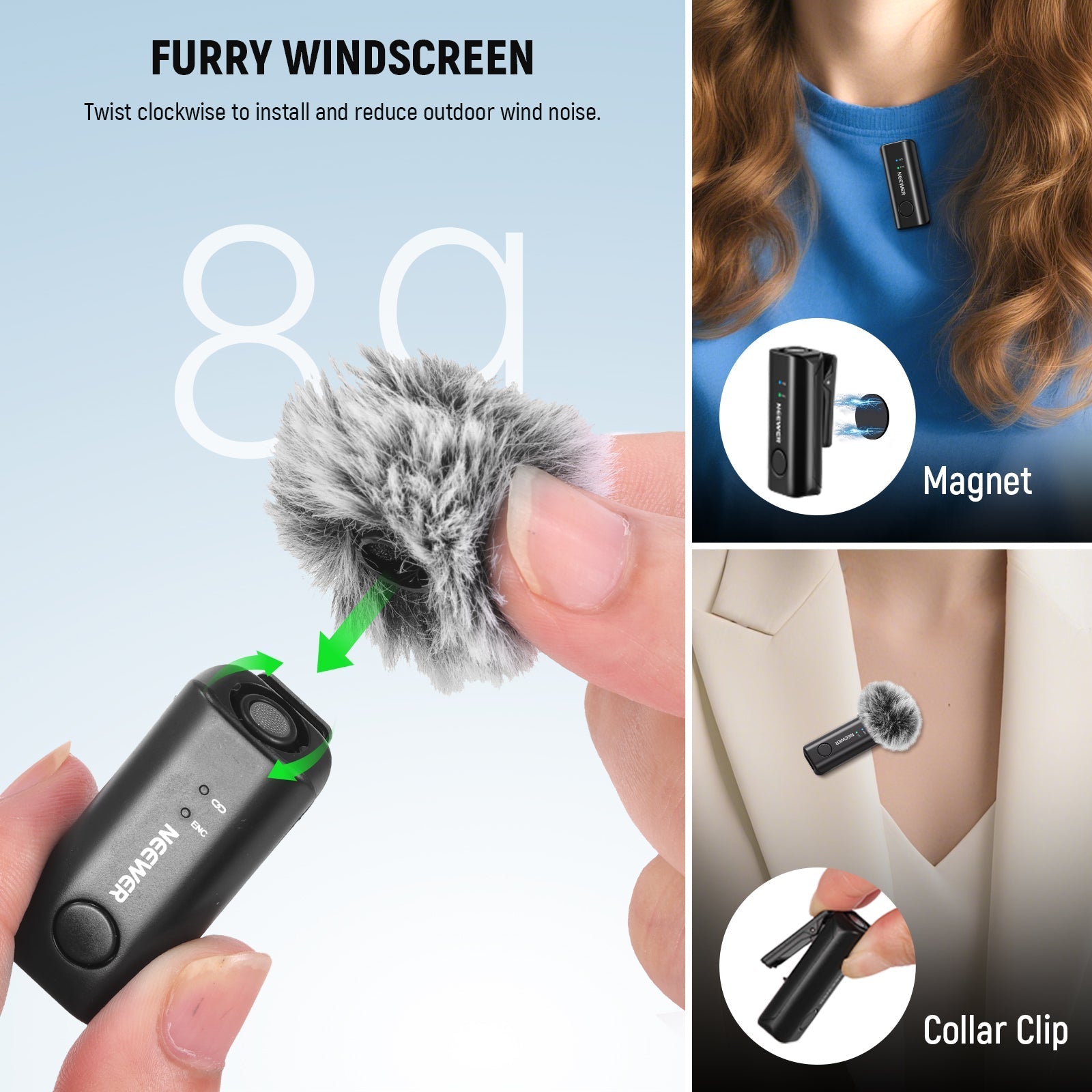NEEWER KM23B Wireless Microphone Transmitter with App Control