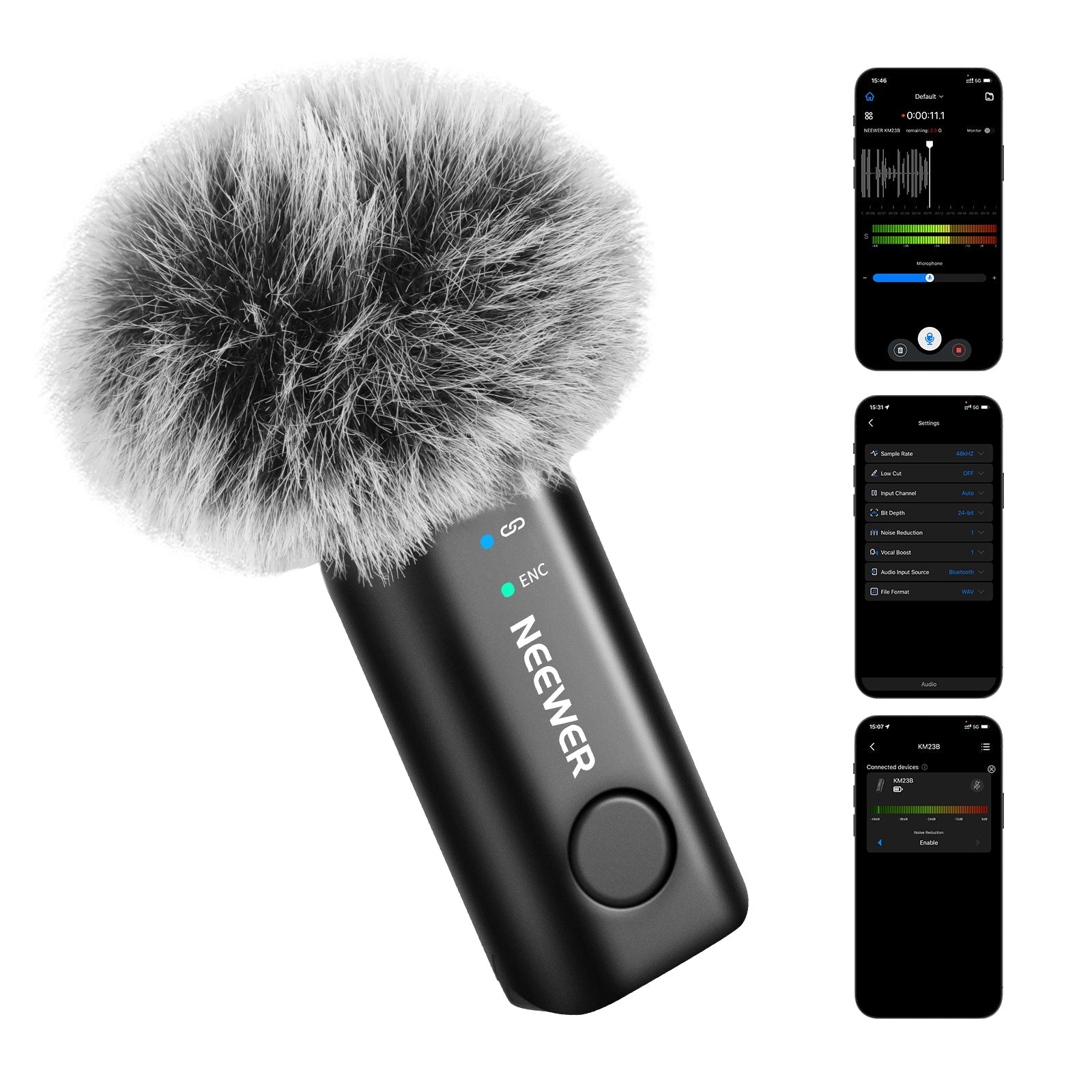 NEEWER KM23B Wireless Microphone Transmitter with App Control
