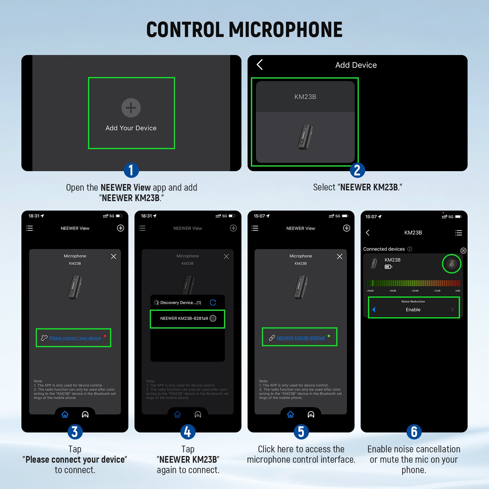 NEEWER KM23B Wireless Microphone Transmitter with App Control