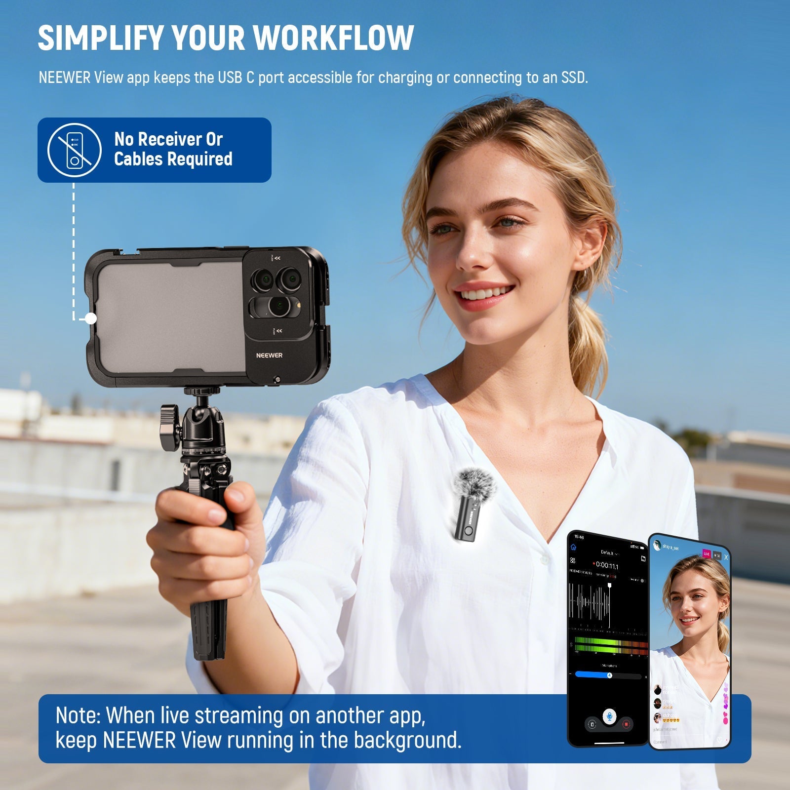 NEEWER KM23B Wireless Microphone Transmitter with App Control