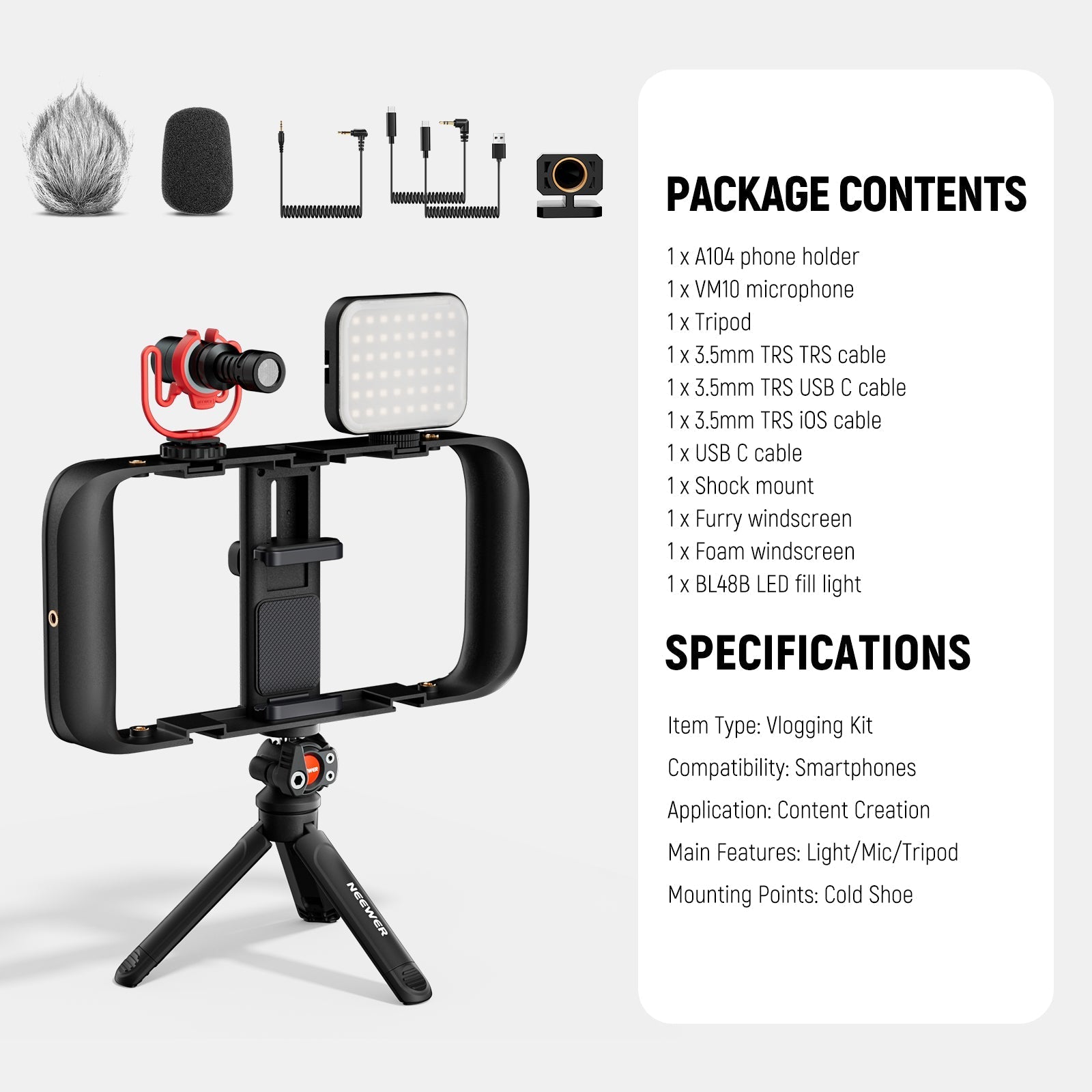 NEEWER BASICS PA055 Phone Cage Vlogging Kit