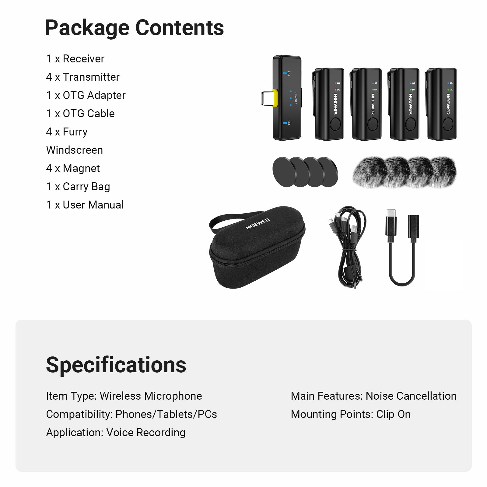 NEEWER KM23C Wireless Lavalier Microphone System