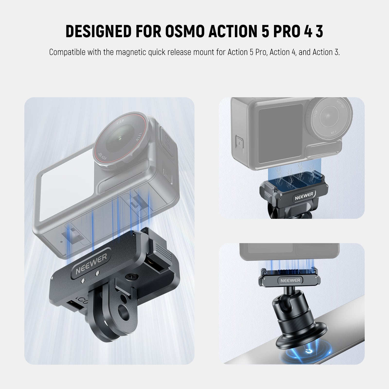 NEEWER AC011+AC012+ AC013 Action Camera Mount Kit For DJI Osmo Action 5 Pro/4/3