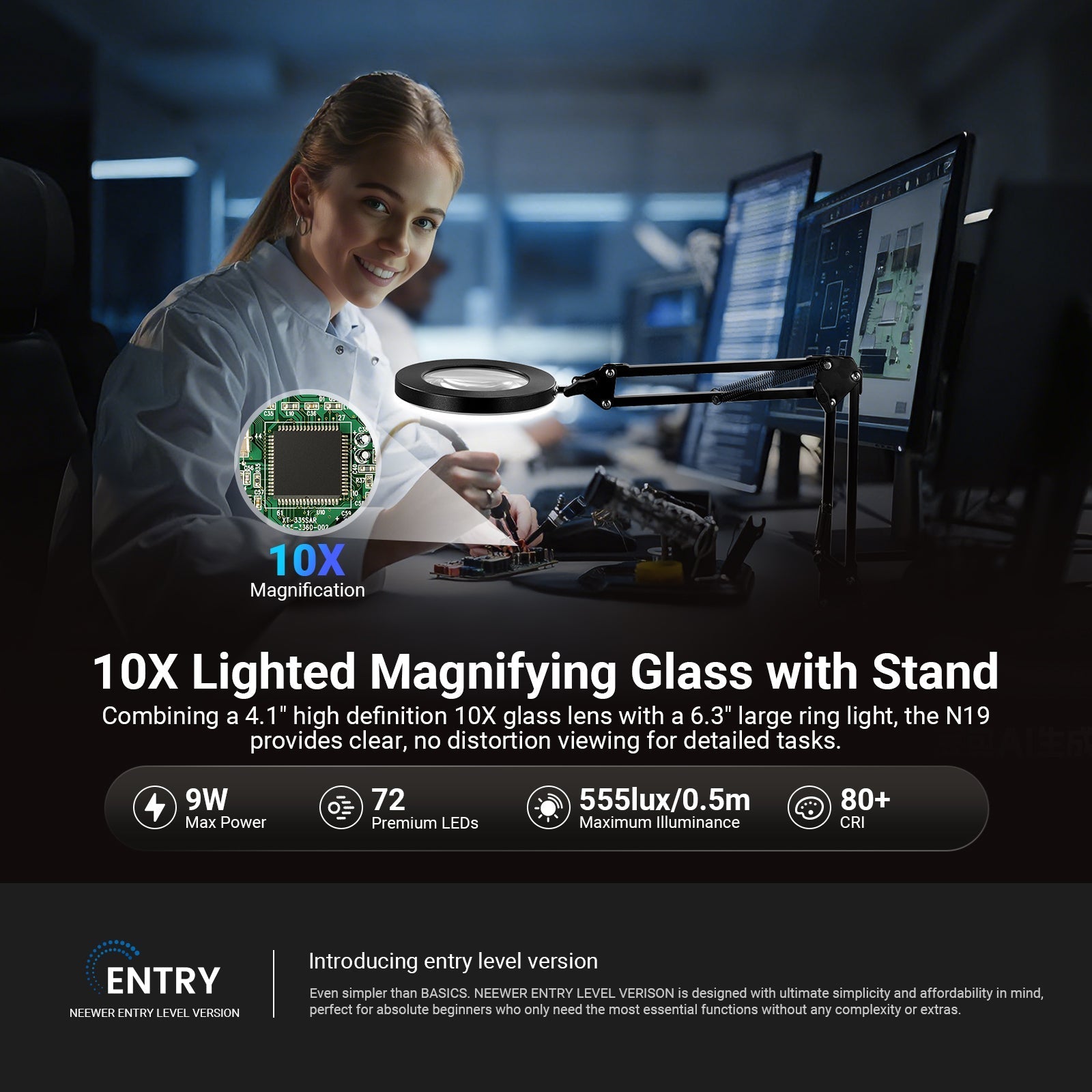 NEEWER ENTRY LEVEL VERSION N19 10X Magnifying Glass with Light