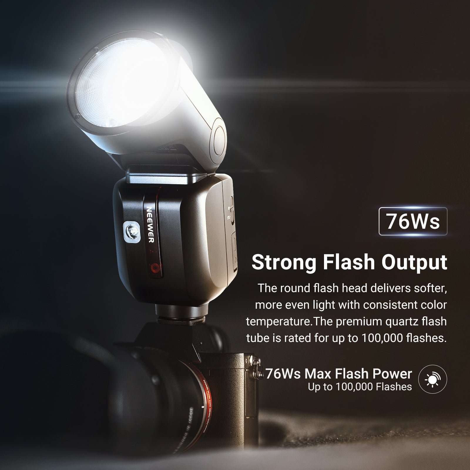 NEEWER Z2PRO 76Ws TTL Round Head Flash Speedlite